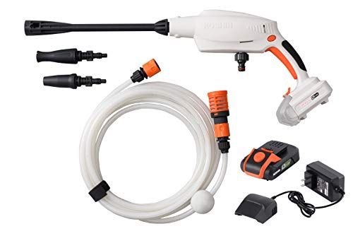 工進 KOSHIN 18V 2.0Ah 充電式 洗浄機 ガンタイプ SJC-1820 バッテリー 充電器付 コードレス ショートガン 軽量 コンパクト 自吸 水道直結 洗車 ベランダ 清掃 ホワイト ブラック e9fd5cd7