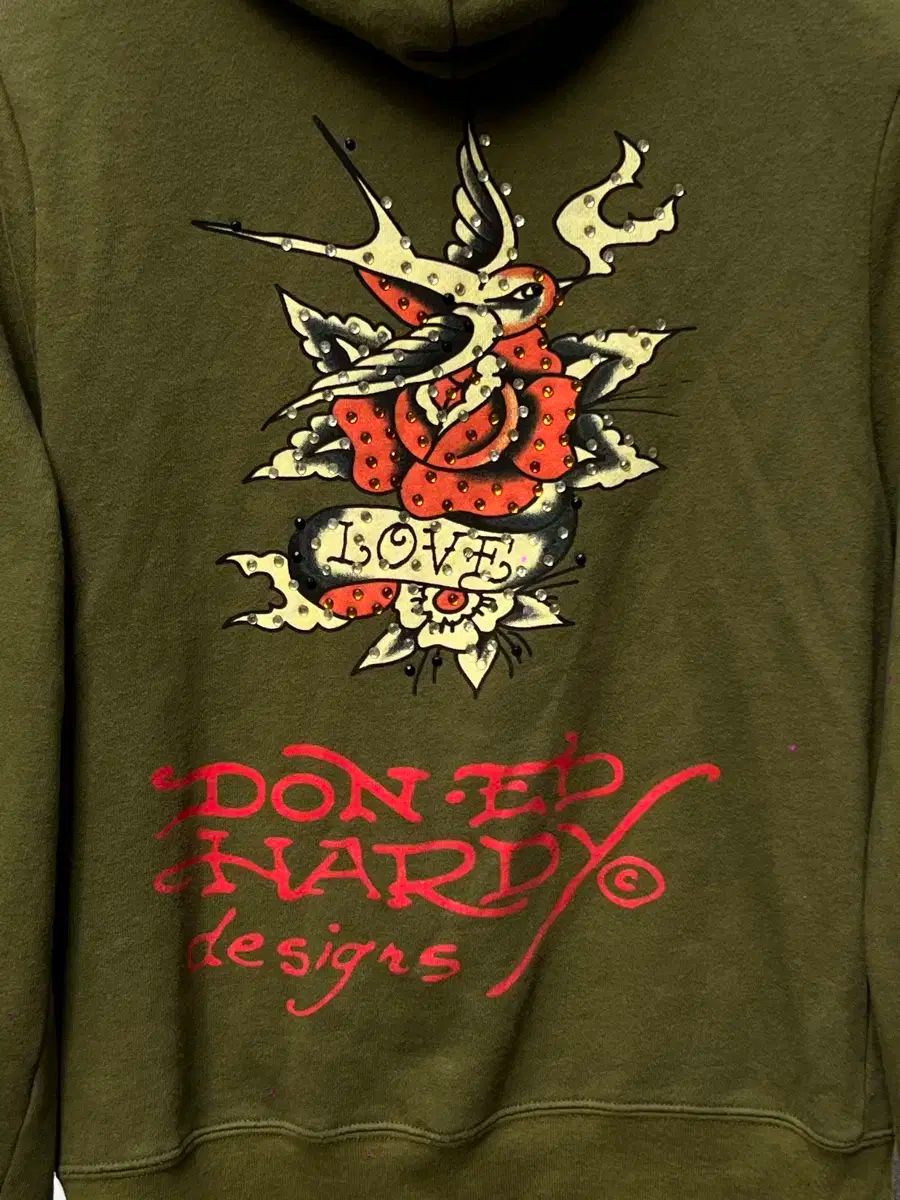  エドハーディー オリーブ色 フードジップアップ パーカー トップス