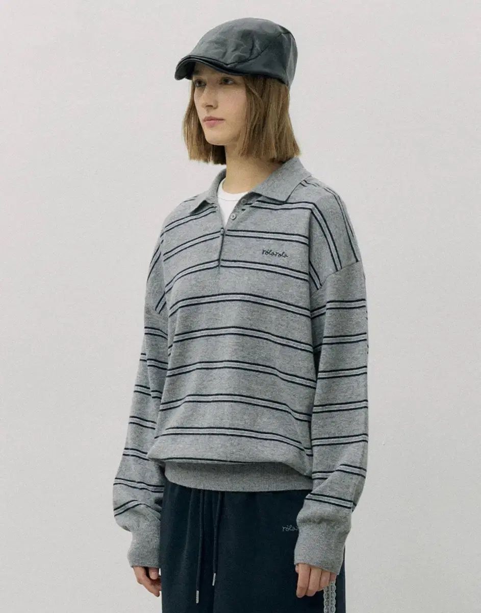 ROLAROLA ルーズフィット カラ ニット グレー