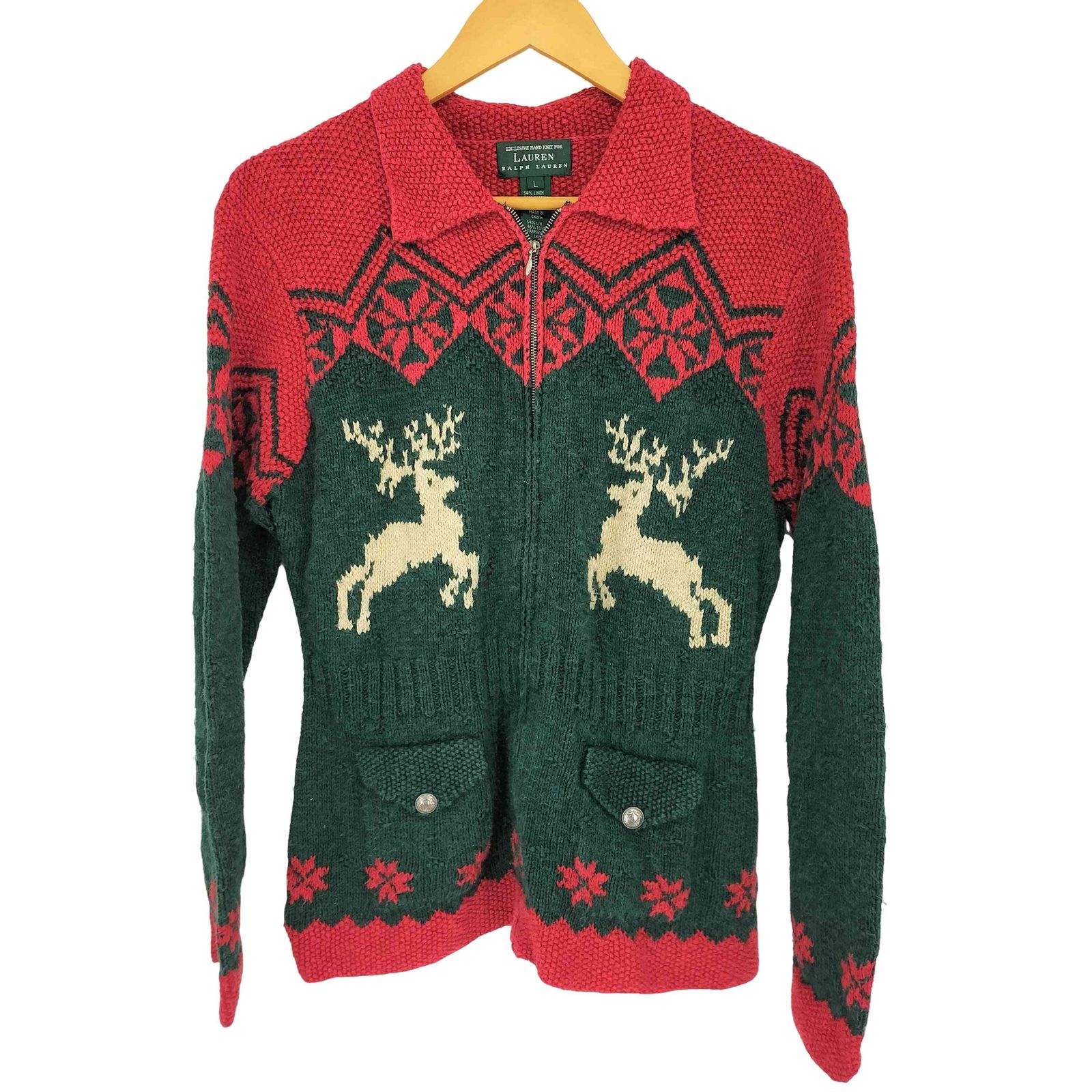 ローレンラルフローレン LAUREN RALPH LAUREN リネンコットンジップアップカーディガン レディース import L