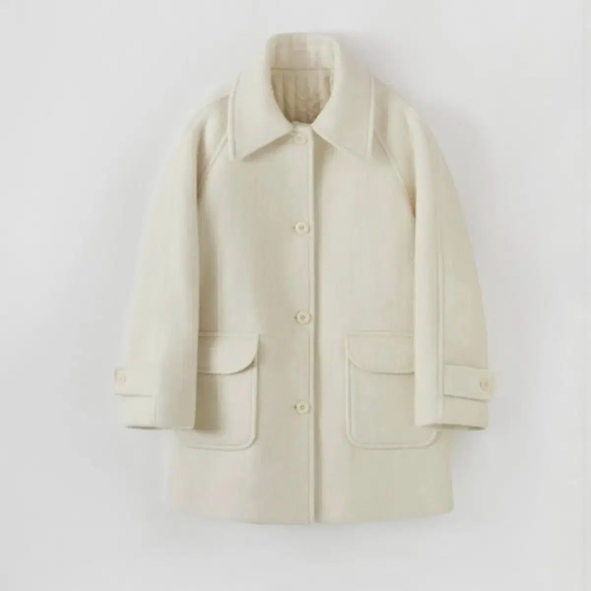 オーロ ブークレ ハーフ ウール コート クリーム s