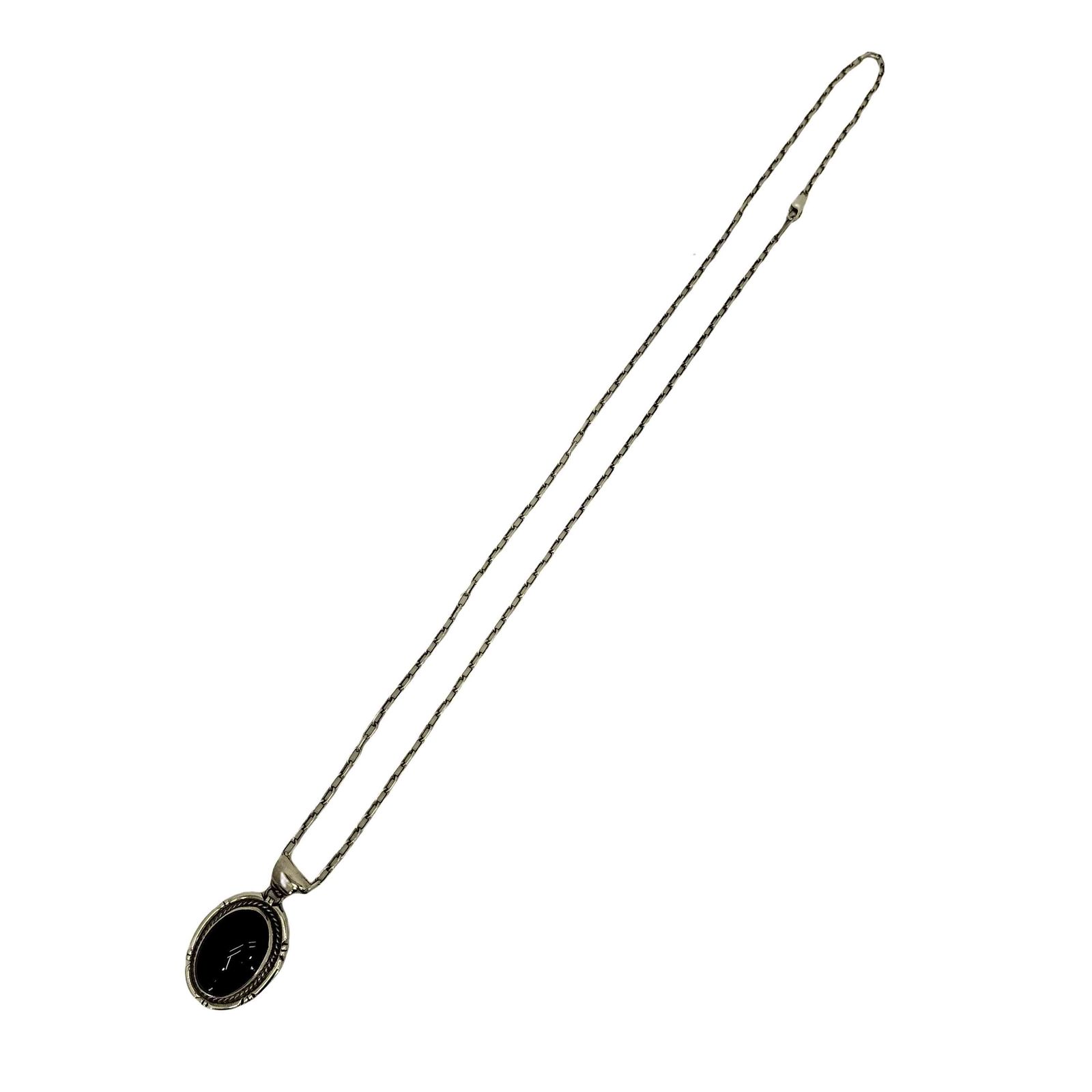 ナバホ NAVAJO P.A.Smith Sterling刻印 オニキスネックレス メンズ 表記無