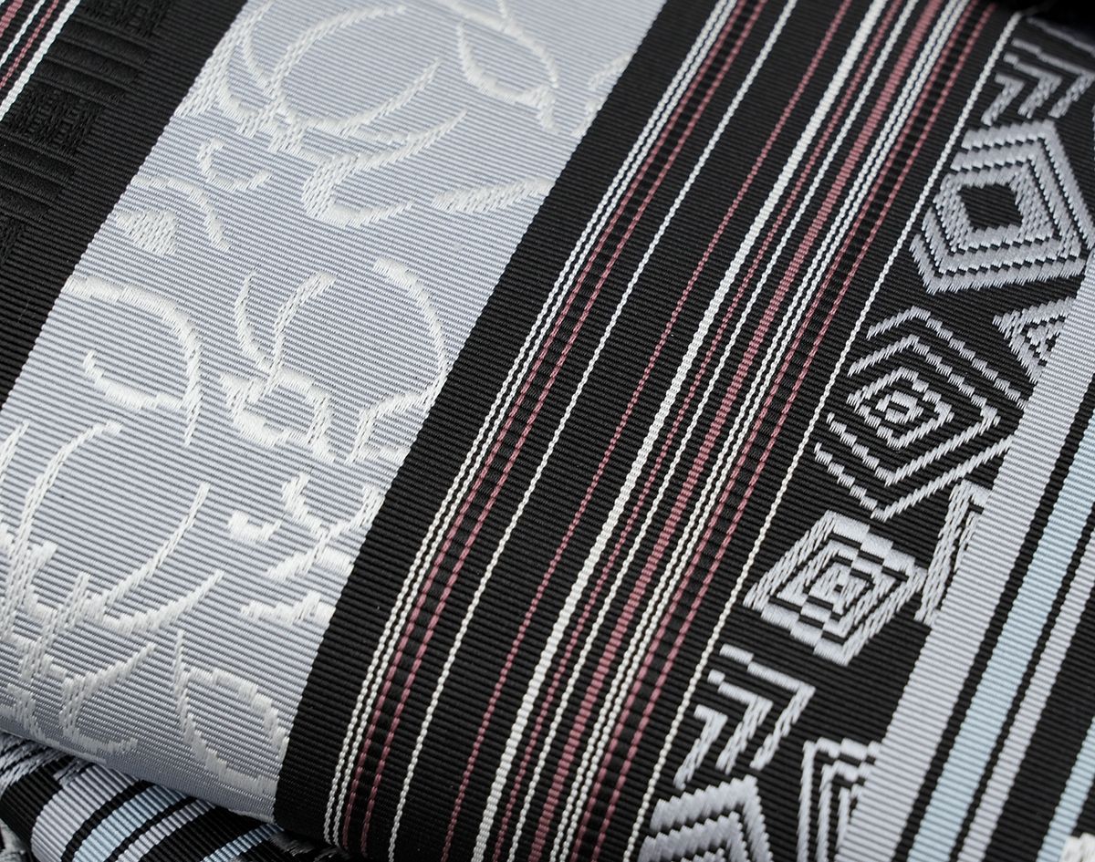 未仕立 博多帯 黒木織物 八寸名古屋帯 歌舞伎 隈取柄 黒地 仕立代込み WWW_SMP1DAWEKUDUS_SCH_ID