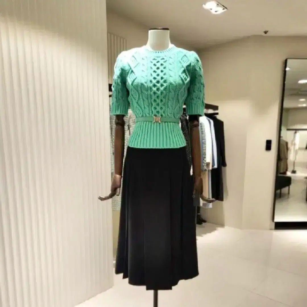  MOJO.S.PHINE モジョエスピン ミント色 ケーブル 半袖 ニット ベルトセット 長袖 ニット セーター