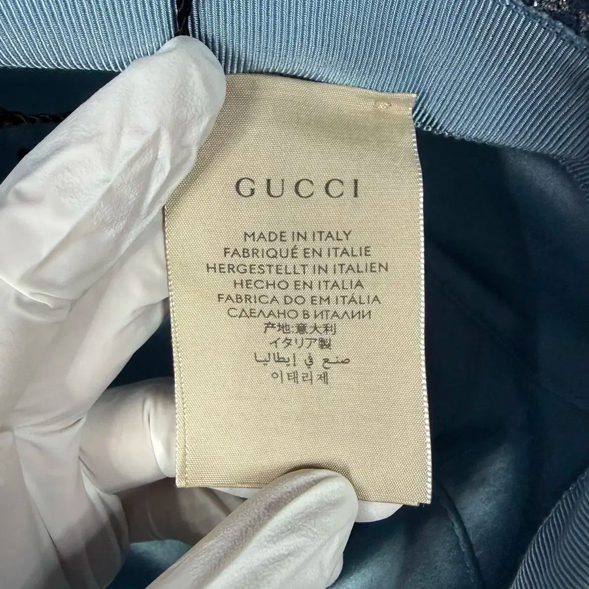  Sサイズ グッチ GUCCI ラメ バケットハット ブルー ウール 帽子 バケットハット ハット