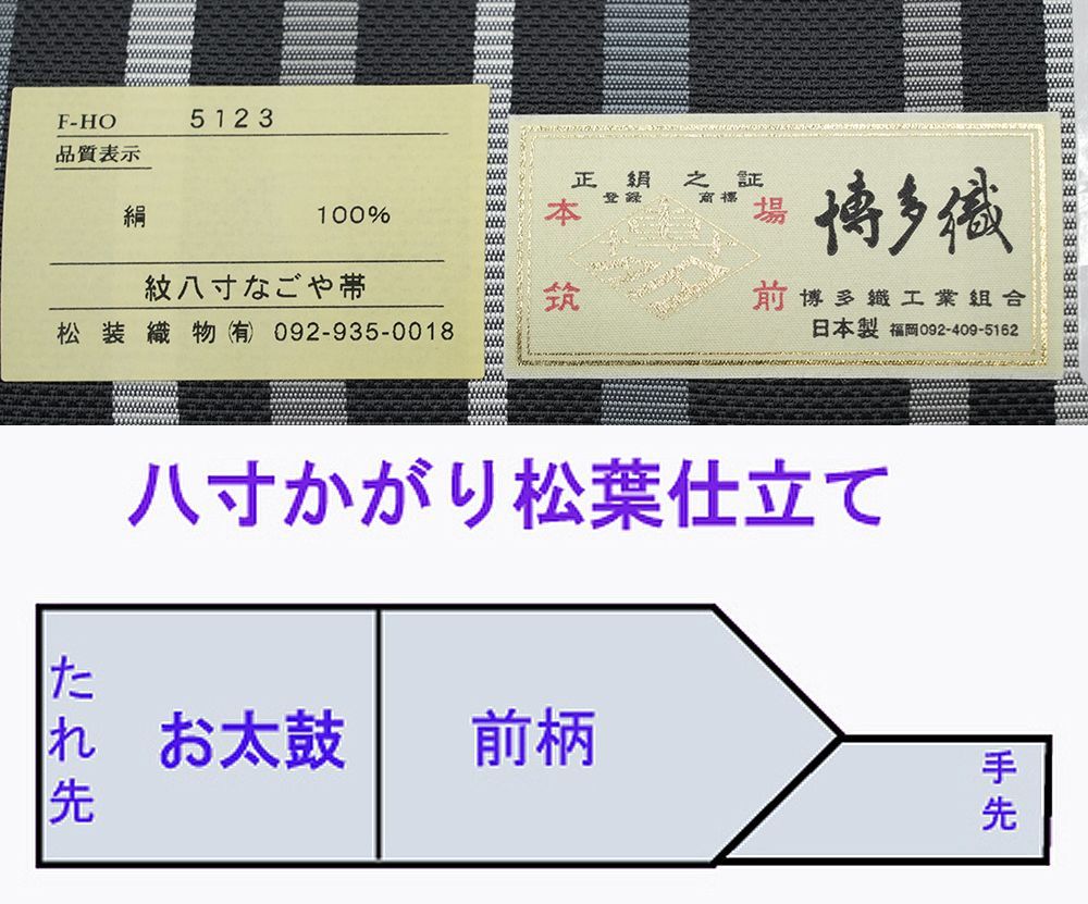 八寸名古屋帯 狂言格子