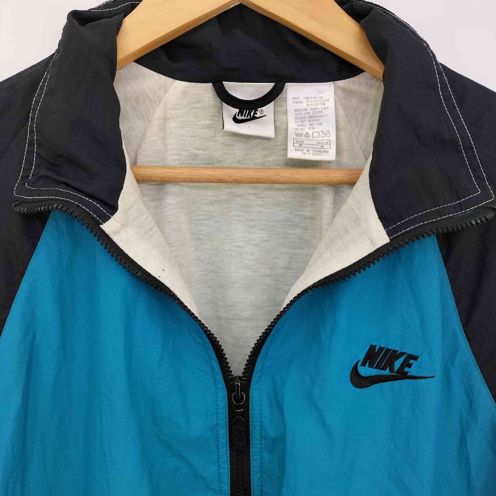 入手困難】90s 白タグ ナイキ ナイロンジャケット 刺繍ロゴ 古着 M