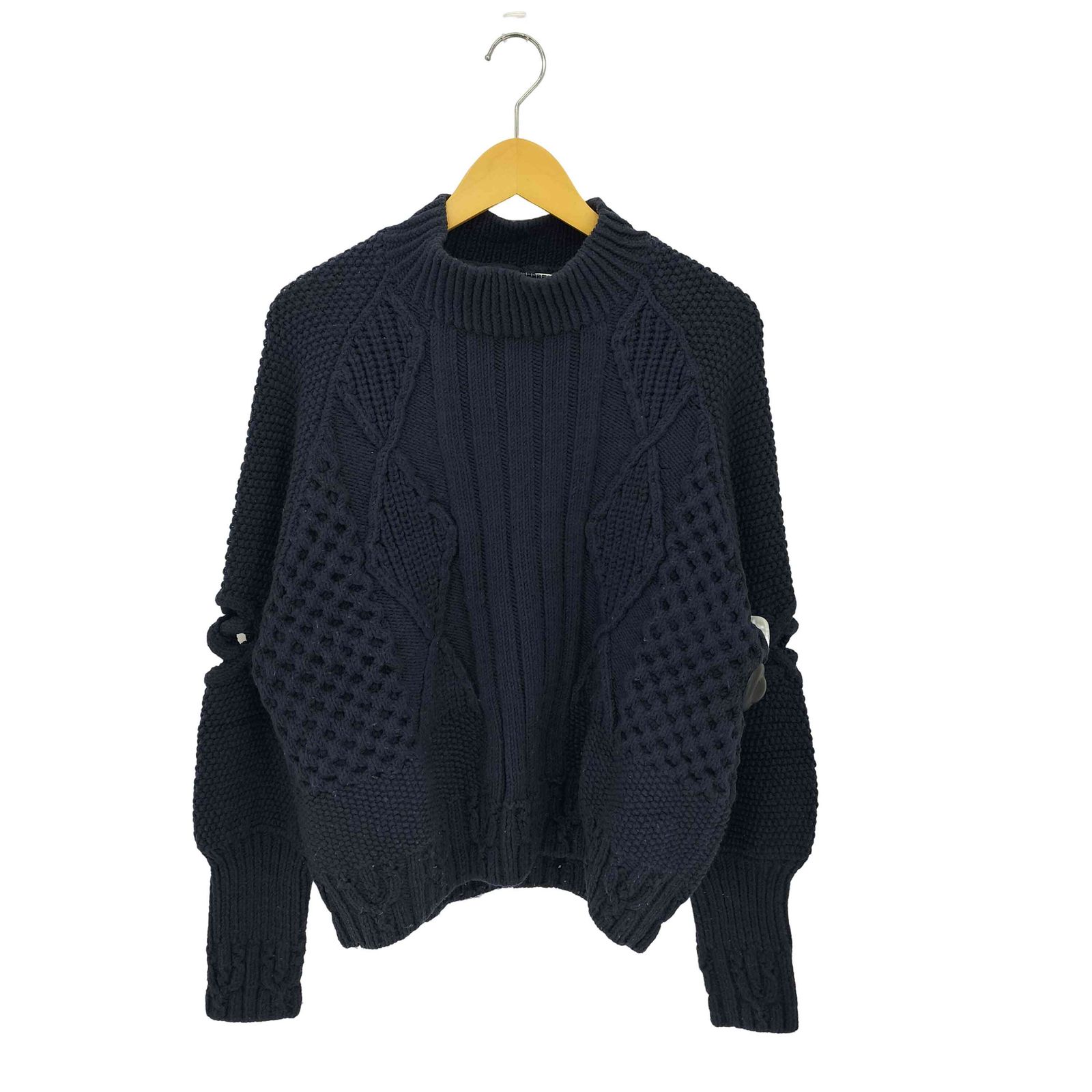 ユーズドフルギ 古着 KYOU SOHO Homage Hand Knitting Alan Sweater ロングリブ モックネック ウールニットセーター メンズ O