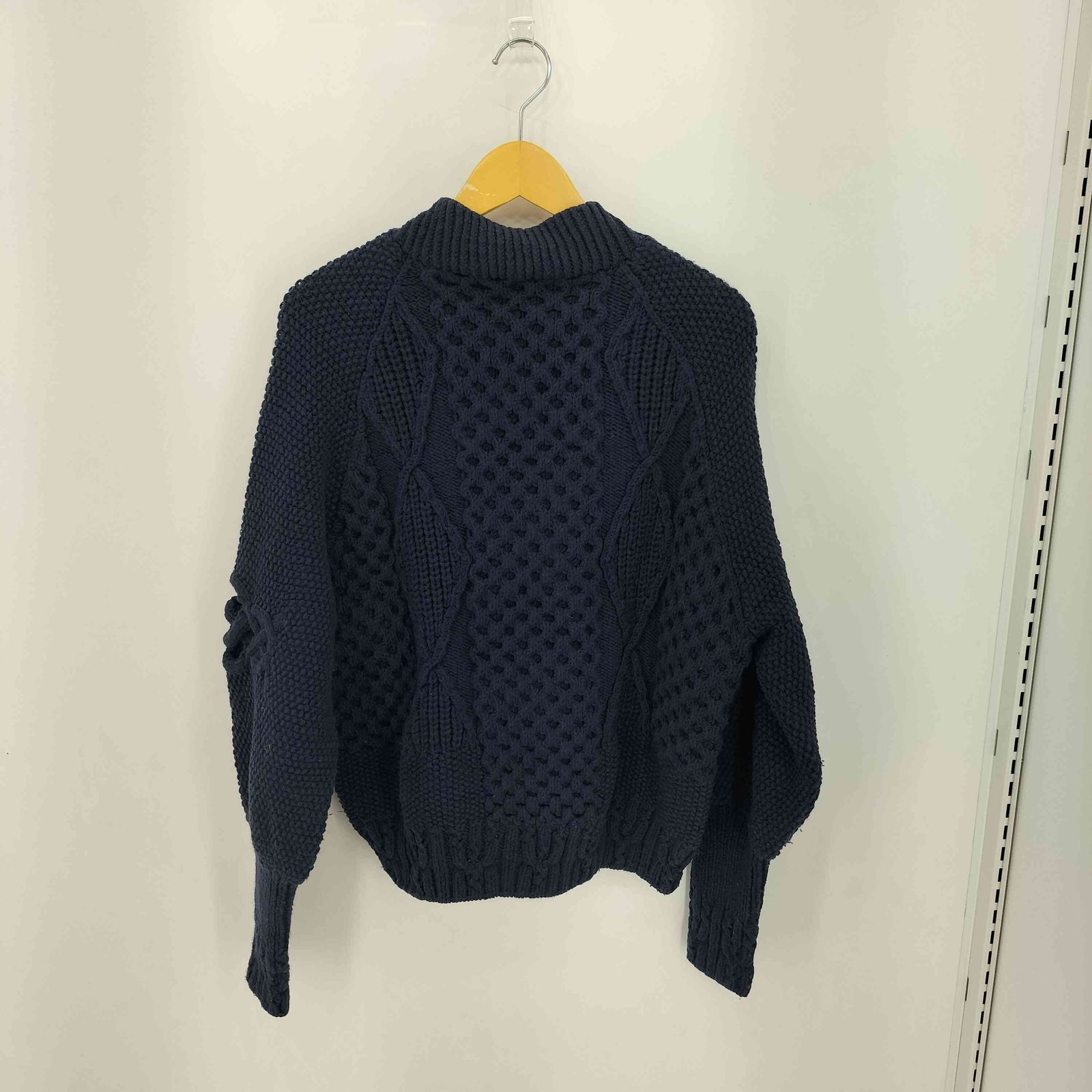 ユーズドフルギ 古着 KYOU SOHO Homage Hand Knitting Alan Sweater ロングリブ モックネック ウールニットセーター メンズ O