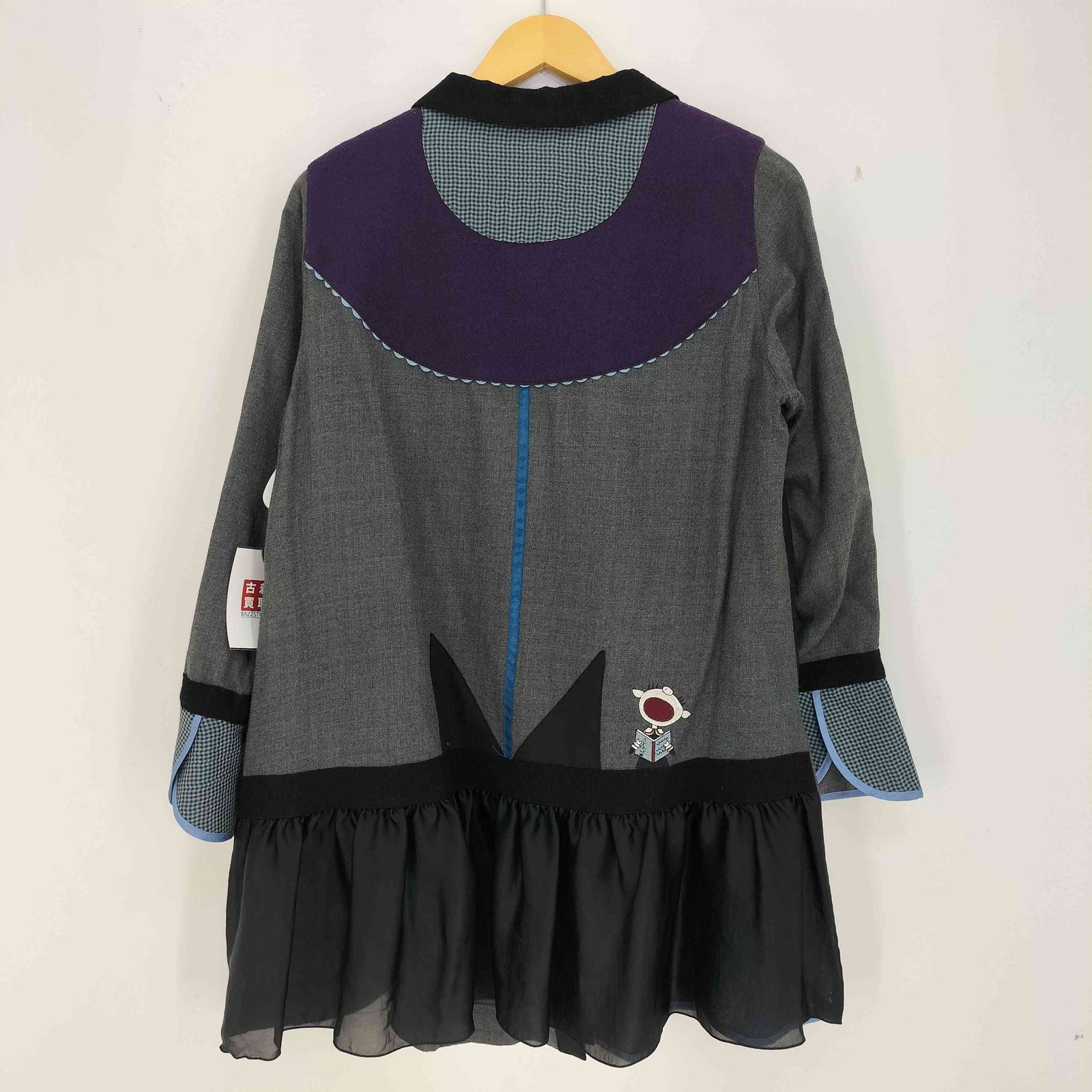 アルベロベロ OLLEBOREBLA オレボレブラ ブタさん お歌 ビジュー装飾 カーブデザイン 異素材切替 スリット シアーシャツチュニック レディース 表記無