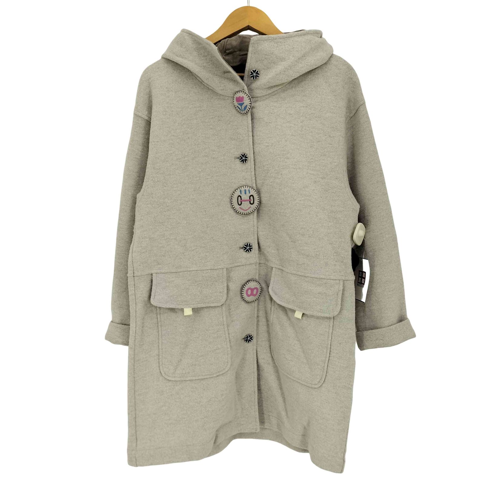 アルベロベロ OLLEBOREBLA オレボレブラ ブタさん お鼻 ワッペン装飾ウール フーデット ハーフコート レディース 表記無