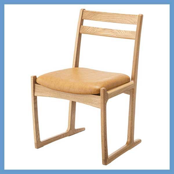 ２脚セット ダイニングチェア 合皮座面 W51×D52×H78×SH43cm No.125 オーク