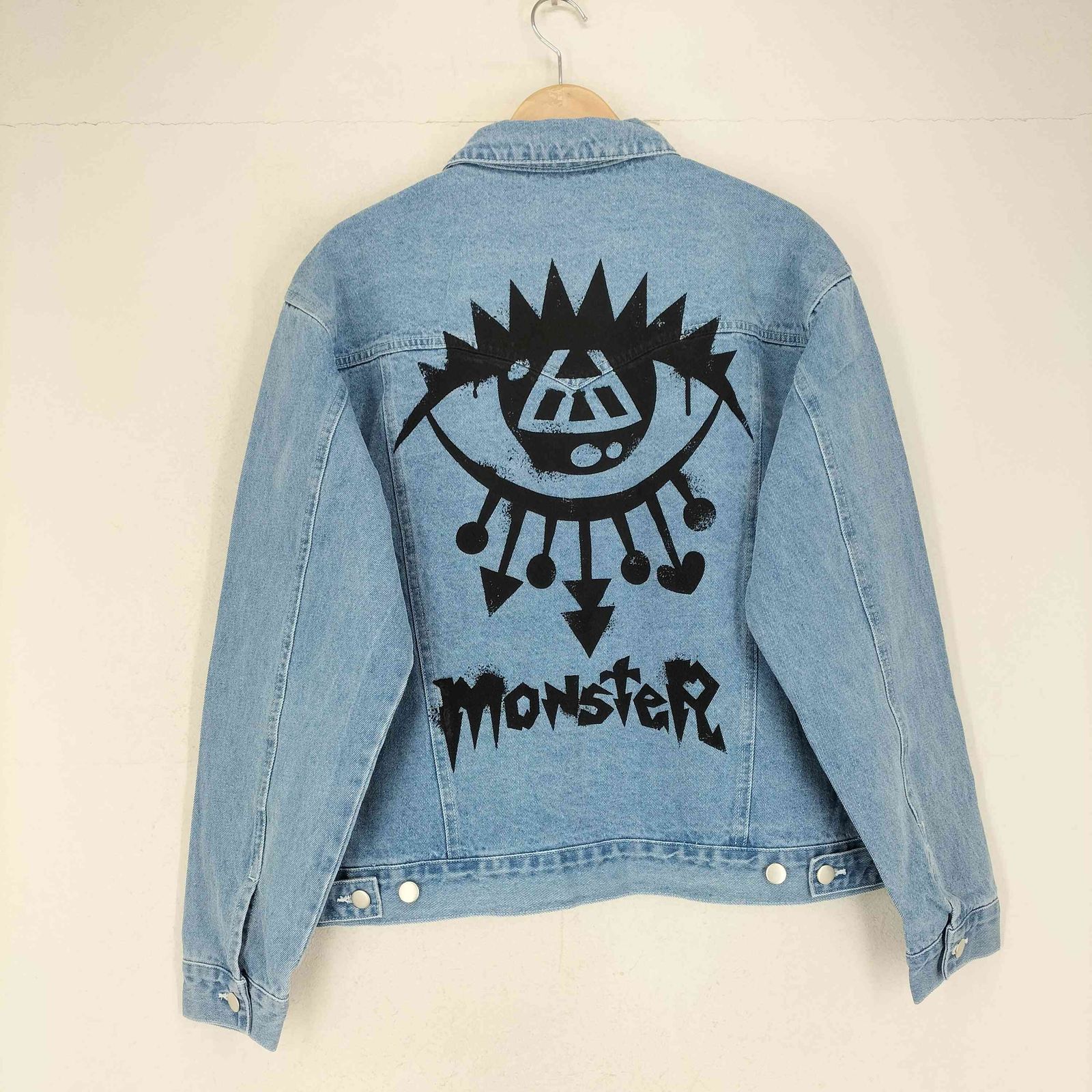 ユーズドフルギ 古着 MONSTER 両面プリント デニムジャケット メンズ M