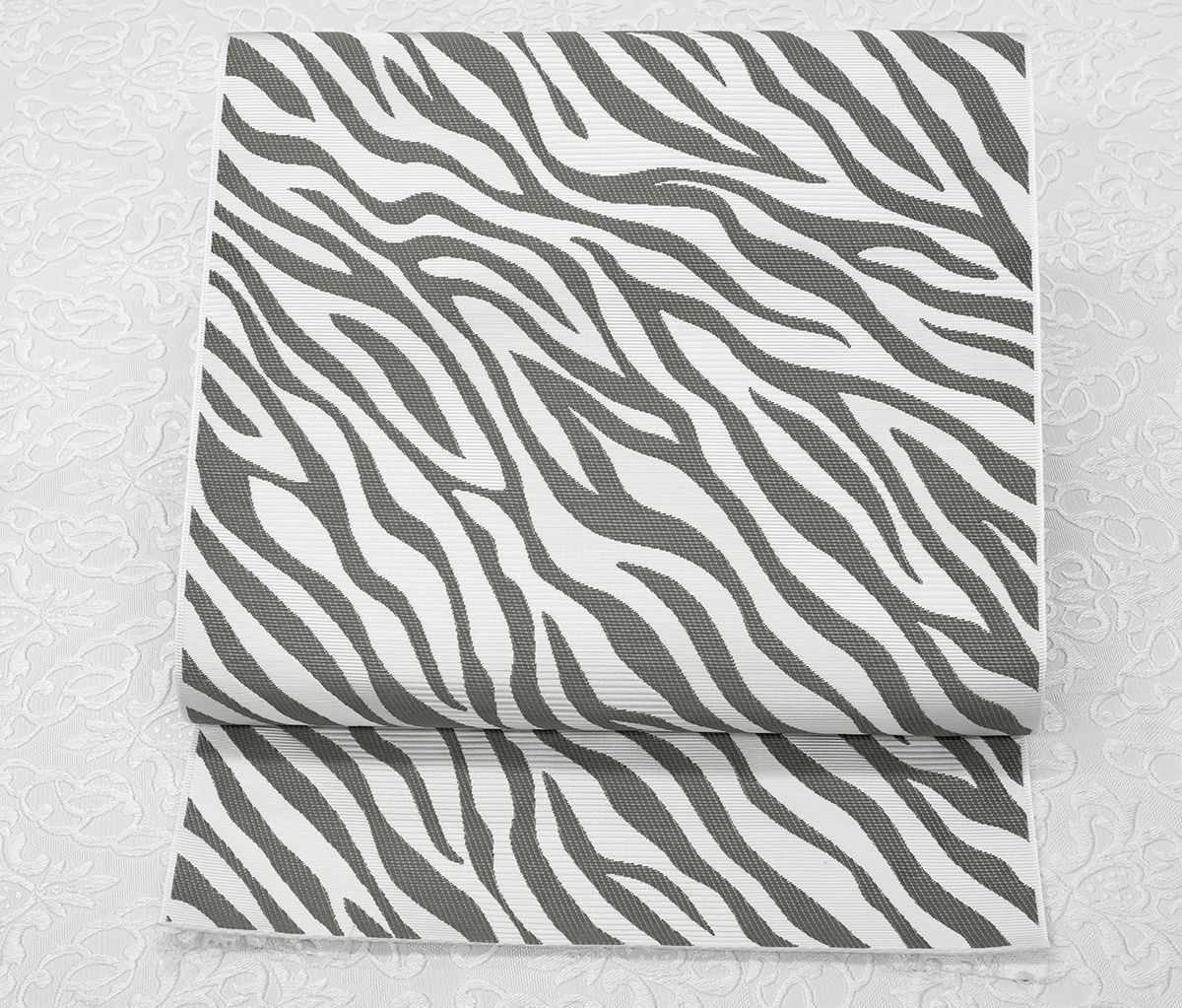 別注品 未仕立 博多帯 協和織 八寸名古屋帯 ゼブラ柄 仕立込