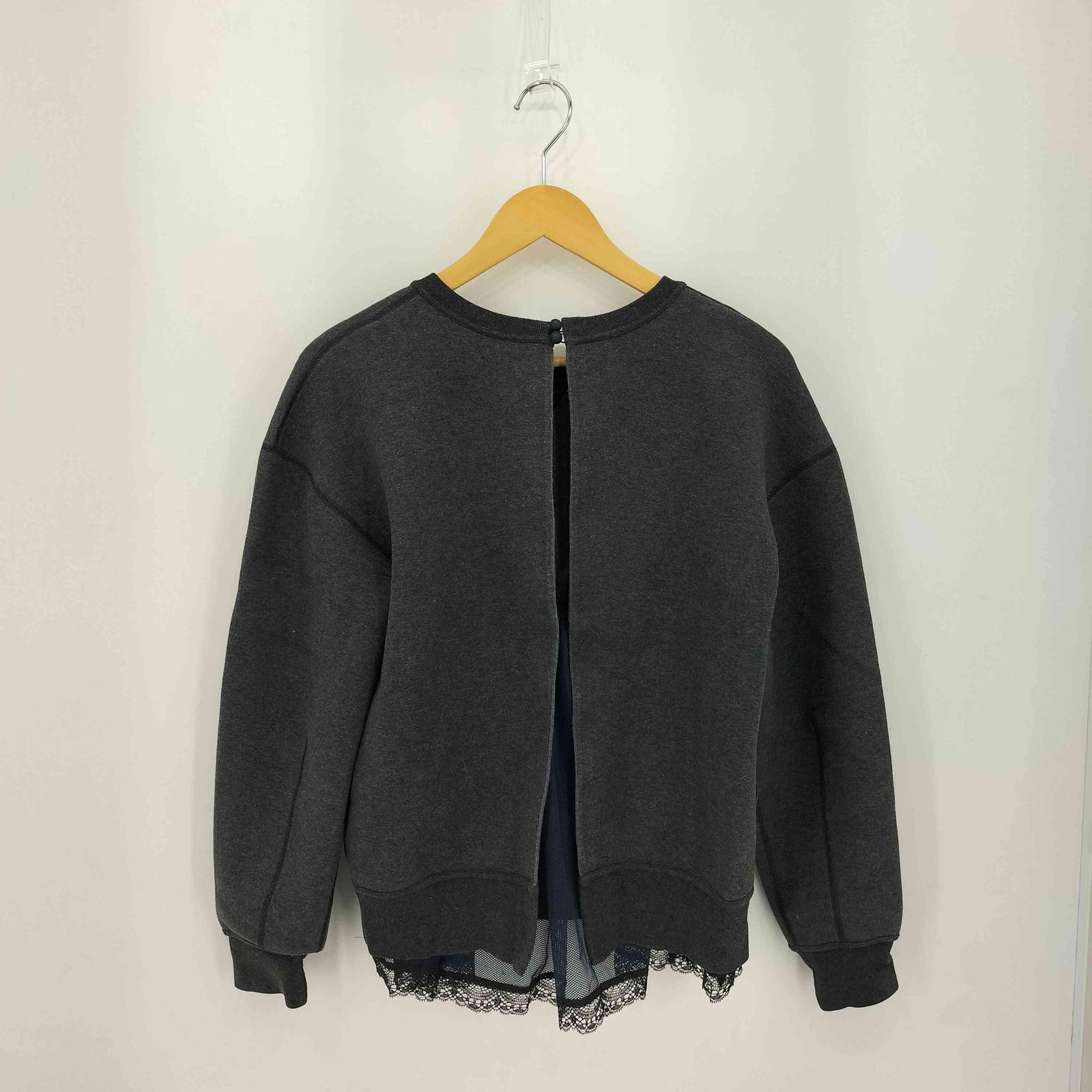 サカイ Sacai Tech Fleece レースドッキング クルーネック スウェット トレーナー レディース S