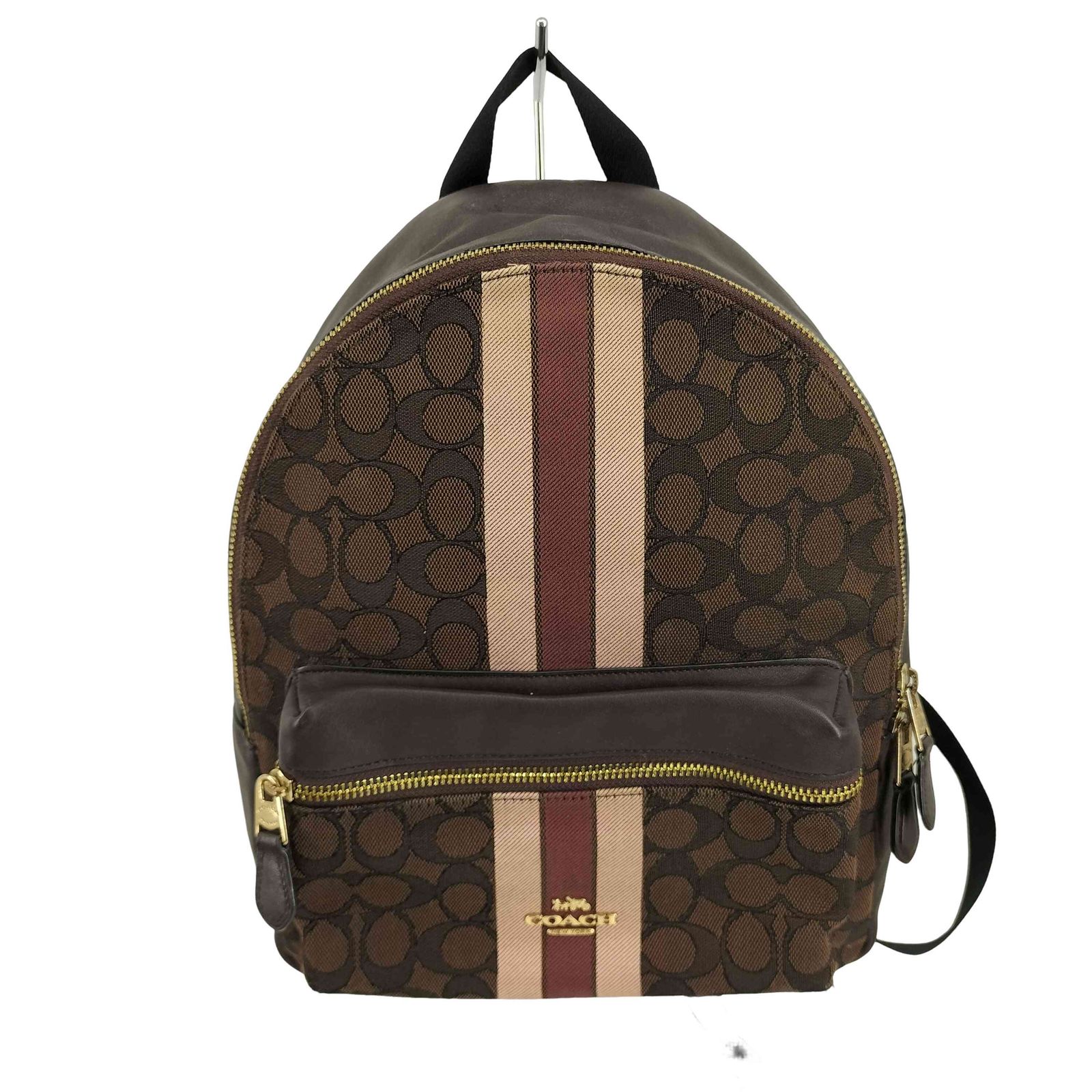 コーチ COACH シグネチャージャガードストライプミディアム チャーリーバックバッグ レディース 表記無