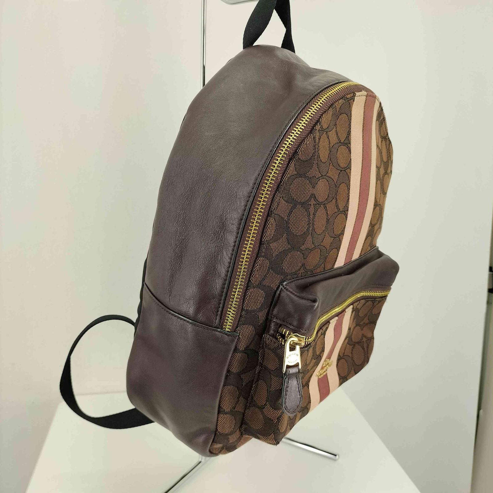 コーチ COACH シグネチャージャガードストライプミディアム チャーリーバックバッグ レディース 表記無