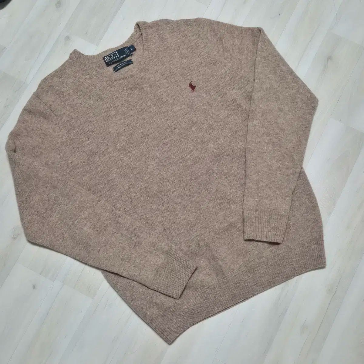 ポロ ラルフローレン ラウンド ウール ニット ベージュ L