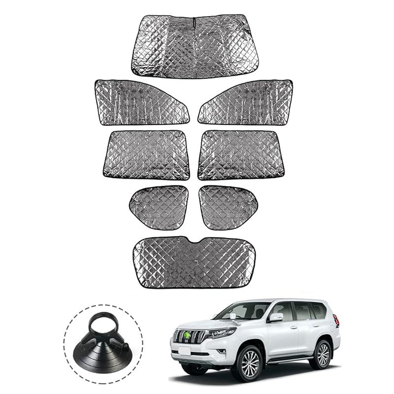 Cartist ランドクルーザー プラド 150系 サンシェード 1台分 マルチサンシェード ブラックメッシュサンシェード サンシェード PRADO 150 2017年9月-現行 車用 遮光シェード 車窓日よけ 車種 5層構造 UVカット 車中泊 着替え