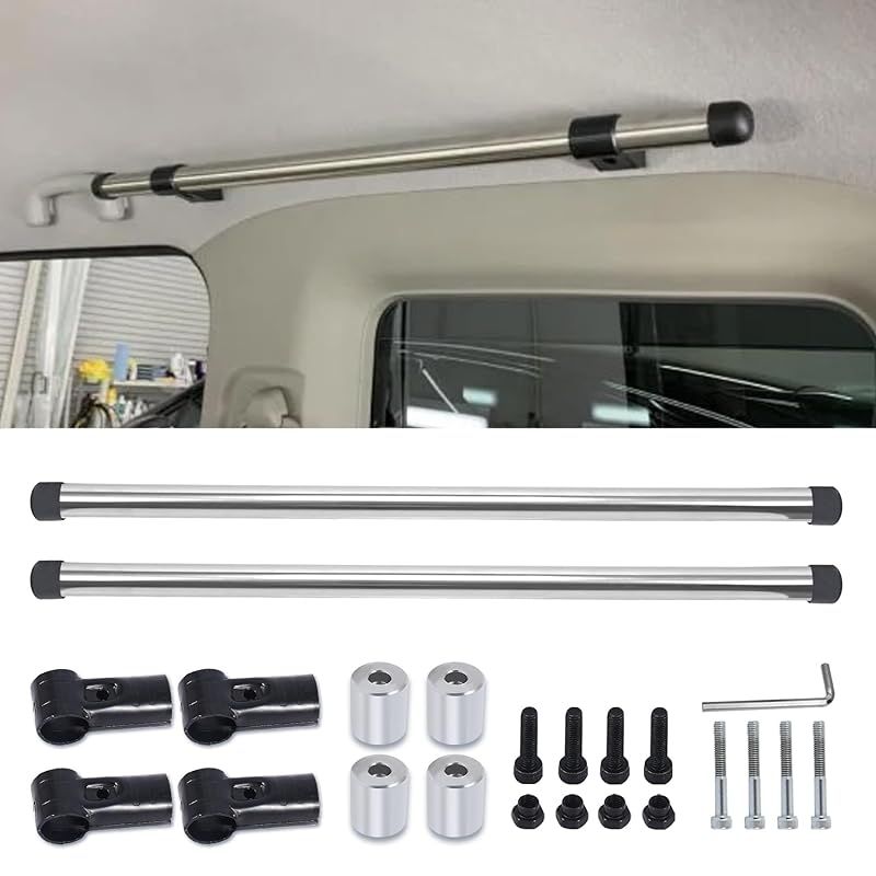 COBIVI 車内収納 サイドバー クロスライド シリーズ 軽自動車 コンパクトカー 用 左右セット 車両加工不要 車中泊 キャンプ NVAN ハイゼットカーゴ 等に適合 NSJ-1-4 DIY製作で 銀 45cm