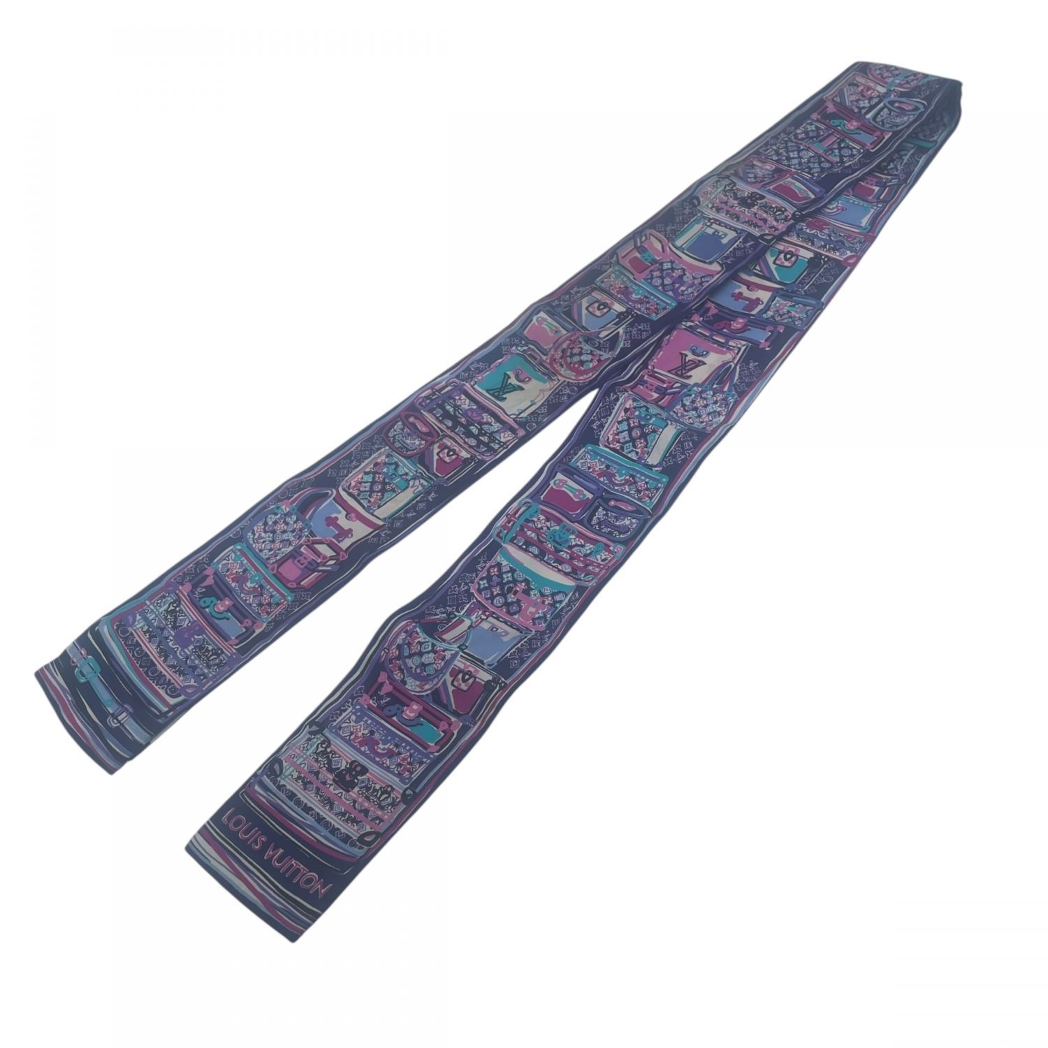 LOUIS VUITTON ルイ ヴィトン マフラー スカーフ バンドースカーフ トランク柄 パープル 24027920 YM