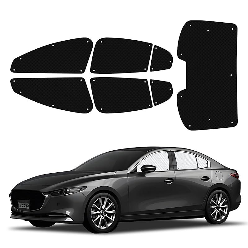 BLUESEATEC マツダ3 セダン BP系 遮光 カーテン 断熱 露天駐車 着脱簡単 MAZDA BP5P BP5R BP8R BPFJ3R BPFJ3P BPFP BP8P BPEP R1.5～現行 吸盤設計 車中泊 車種 設計 収納袋付き 7枚セット