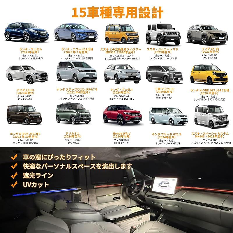 ホンダ との互換性あり アコード11代目 車中泊 アコード サンシェード 遮光 ヴェルファイア 仮眠 高密度 紫外線カット 断熱 盗難防止 アウトドア 全窓対応 簡単着脱 取付簡単 6層構造 8PCS 2025～現行 OLIVEOS_COM_TR