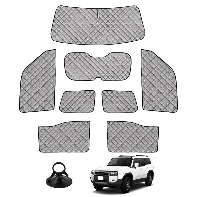 Cartist ランドクルーザー 250 に適用 サンシェード 1台分 マルチサンシェード ブラックメッシュサンシェード LAND CRUISER 250系 ～ 車用 遮光シェード 車窓日よけ 車種 6層構造 UVカット 車中泊 着替え 盗難