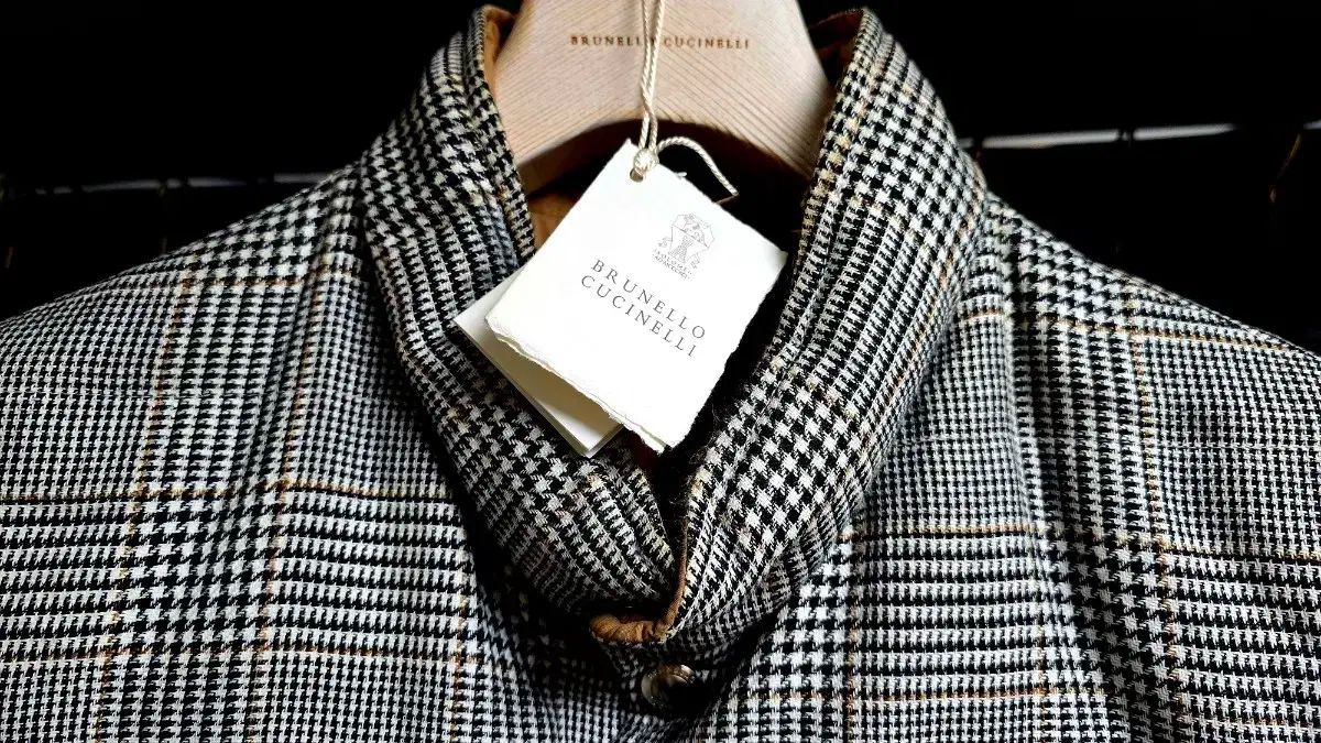 ブルネロクチネリ チェック リバーシブル ダウン ベスト