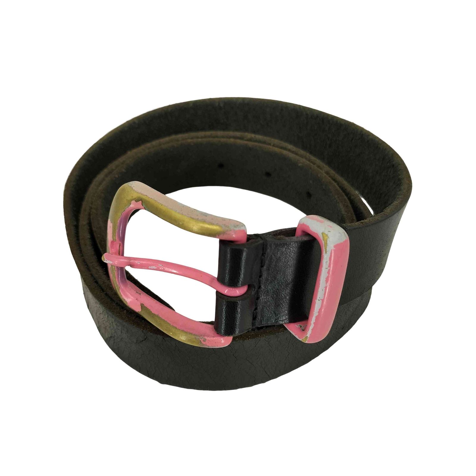 コムデギャルソン COMME des GARCONS 06SS リップ-タン期 ピンク ペイントバックル レザーベルト メンズ 表記無