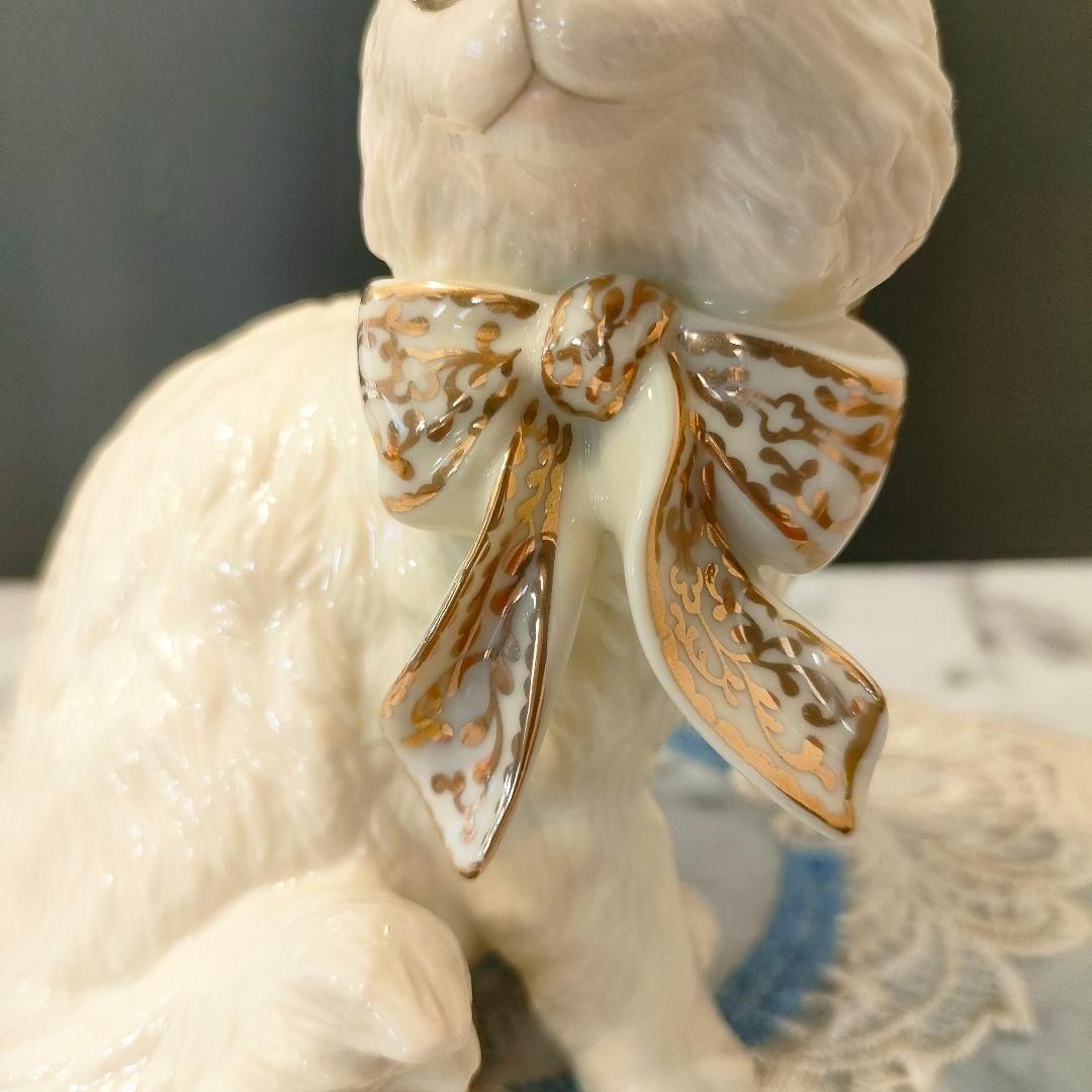 大きなサイズ ペルシャ猫 レノックス ジュエリー 陶器 置物 キャット 24K