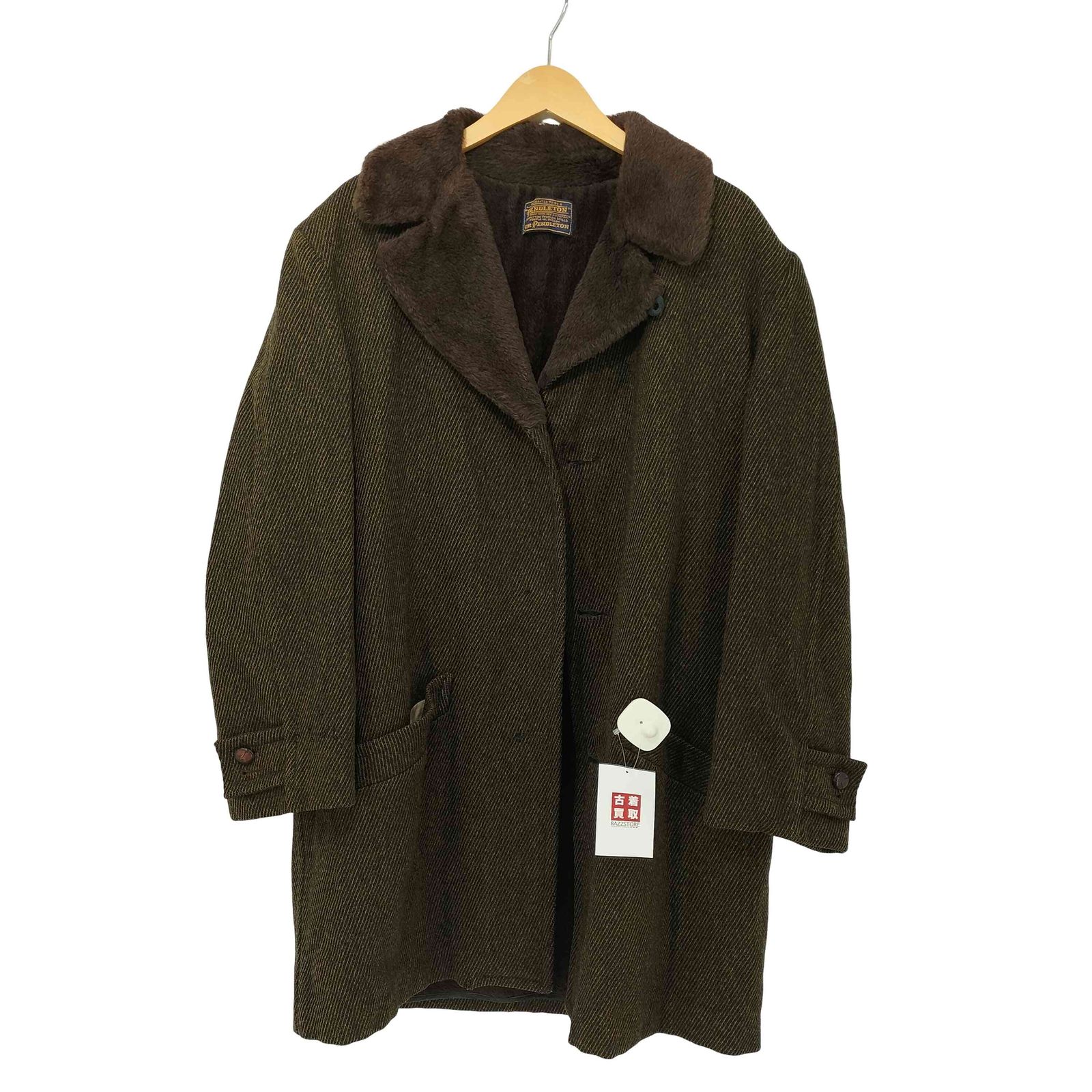 ヴィンテージ【PENDLETON】ペンドルトン チェスターコート ブラウン 42 ペンドルトン PENDLETON 70-80S 裏地ファー チェスターコート メンズ
