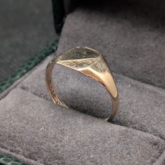 英国 シグネットリング 9K バーミンガム メーカーズマーク WJP 9カラット