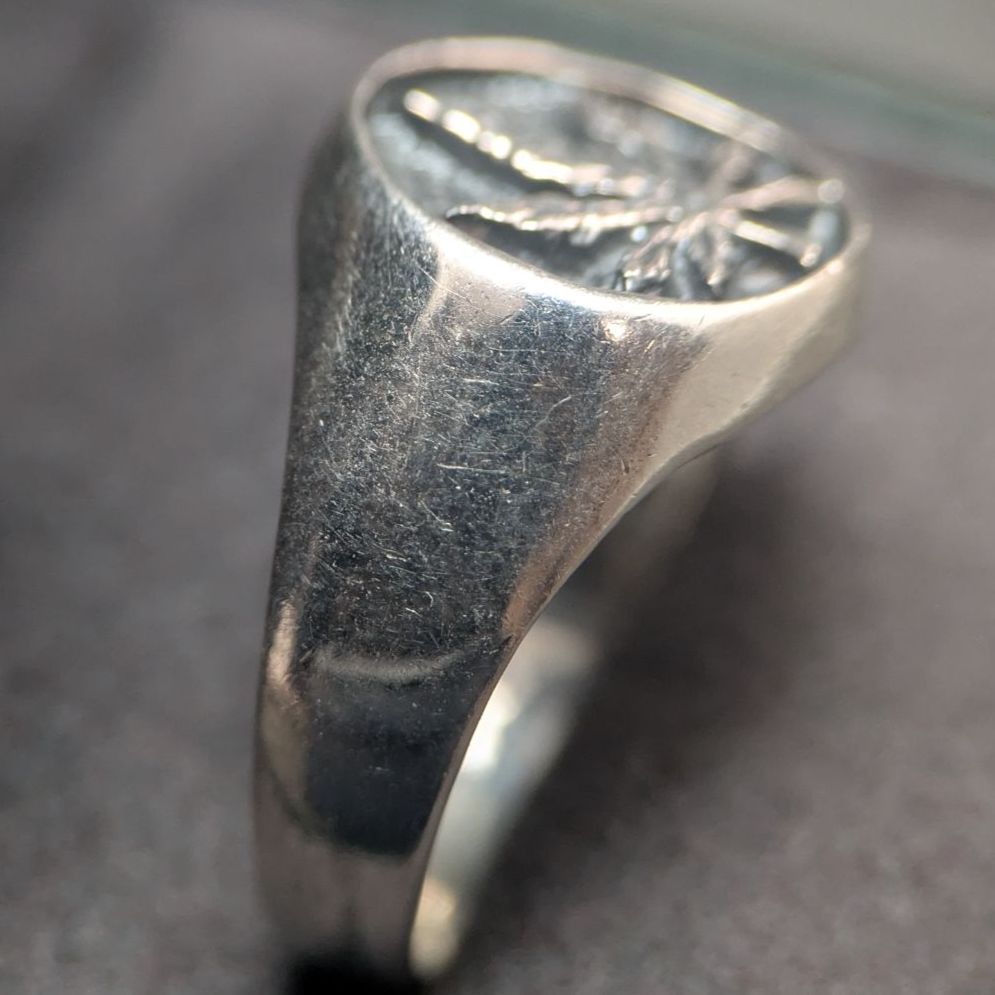 スターリングシルバー925 刻印 カンナビス マリファナリーフ シグネットリング ヴィンテージ 英国 16号 メンズ レディース WWW_SHINETEETH_COM