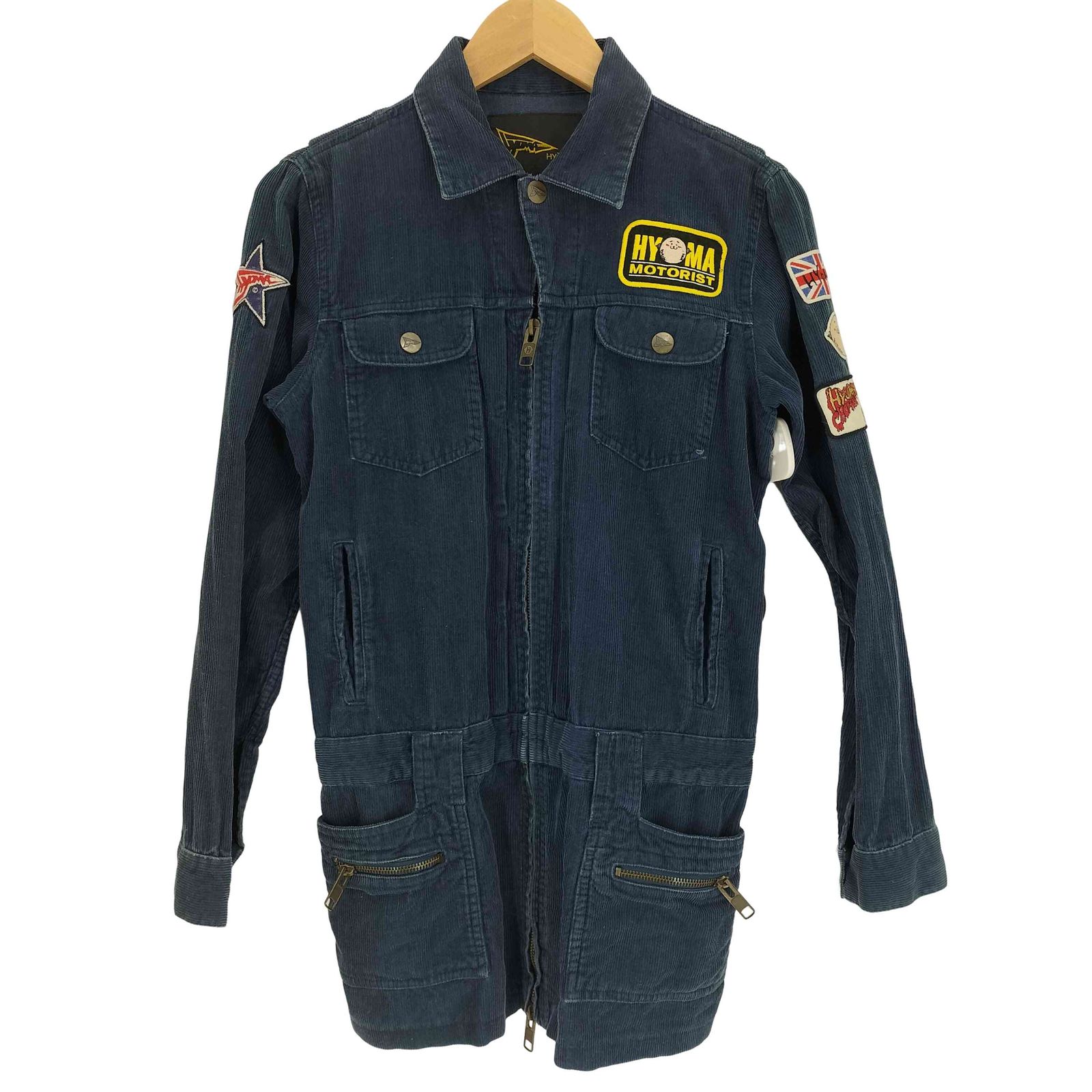 ユーズドフルギ 古着 HYOMA ヒョーマ 00 S ダブルジップ ロゴワッペン コーデュロイ ロング シャツ メンズ JPN