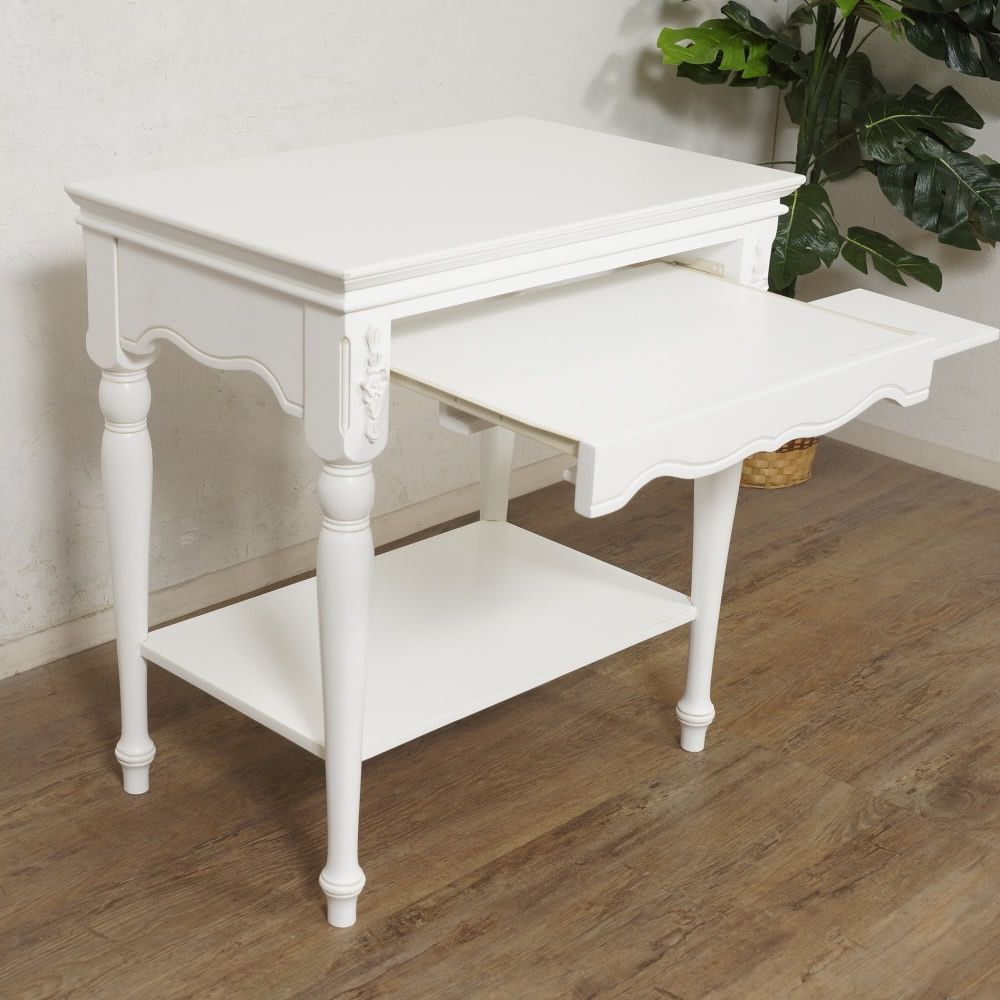 E エレガントな空間を演出する アンティーク風パソコンテーブル 組み立て不要 完成品にてお届け FF16744