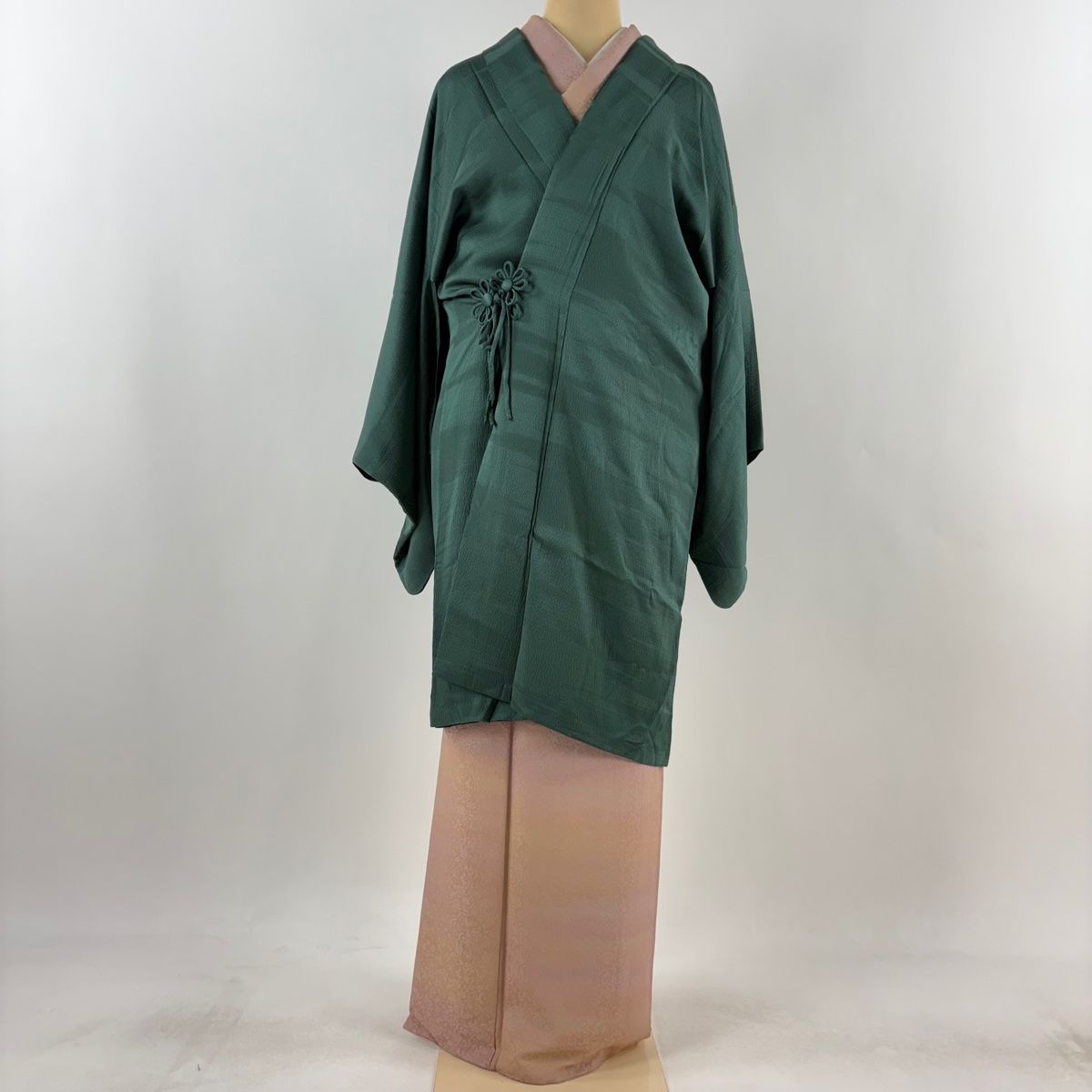 道中着 身丈100cm 裄丈65cm M 和装コート リバーシブル 霞 緑 正絹