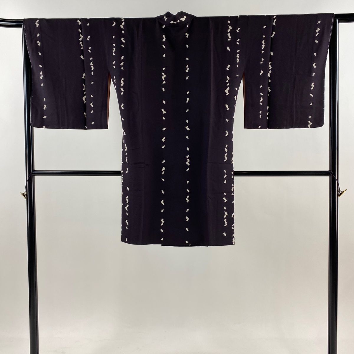 道中着 身丈99cm 裄丈66cm M 和装コート 着物衿 桜の花びら 濃紫 正絹 秀品