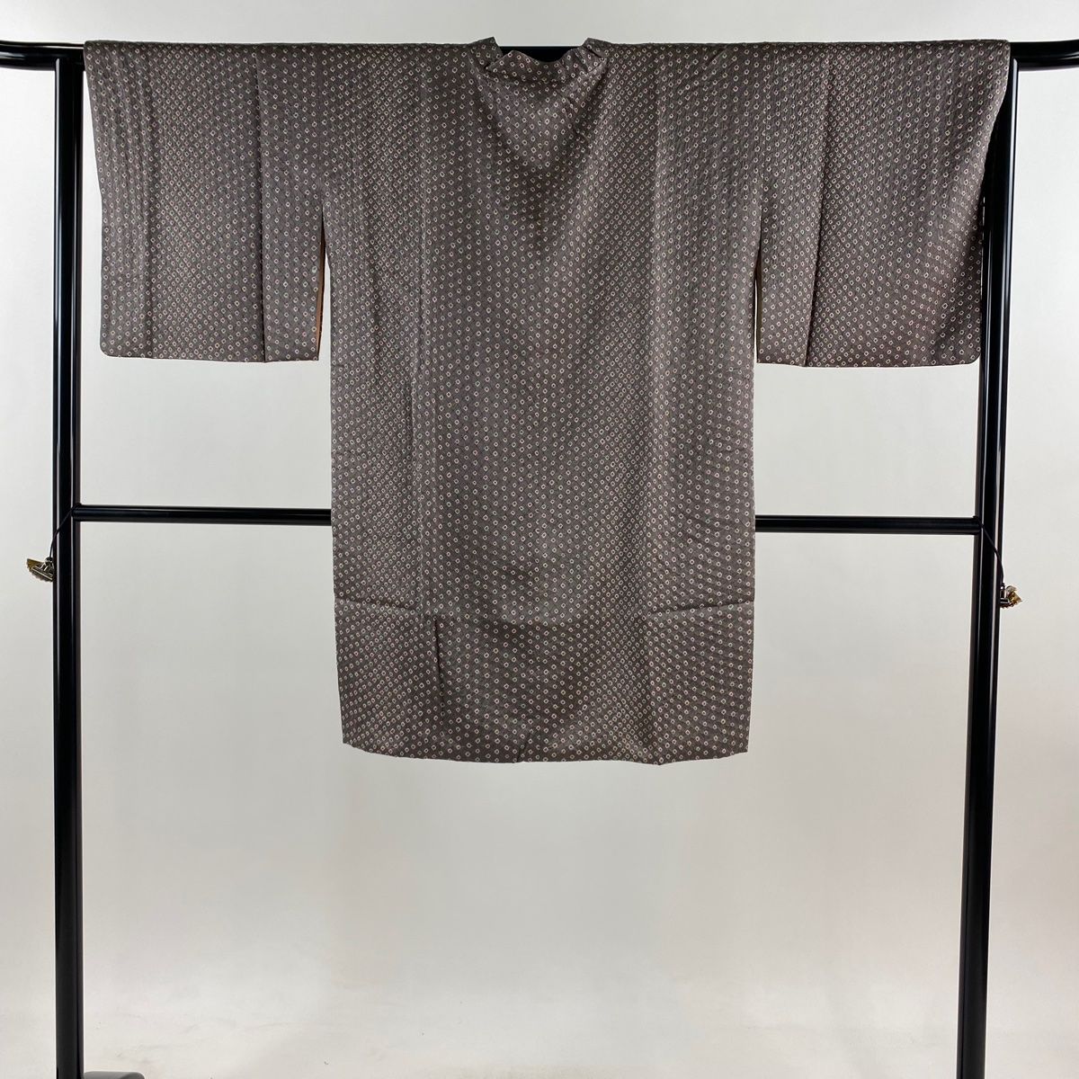 道行 身丈100.5cm 裄丈65cm M 和装コート 都衿 幾何学模様 絞り 灰紫 正絹 秀品