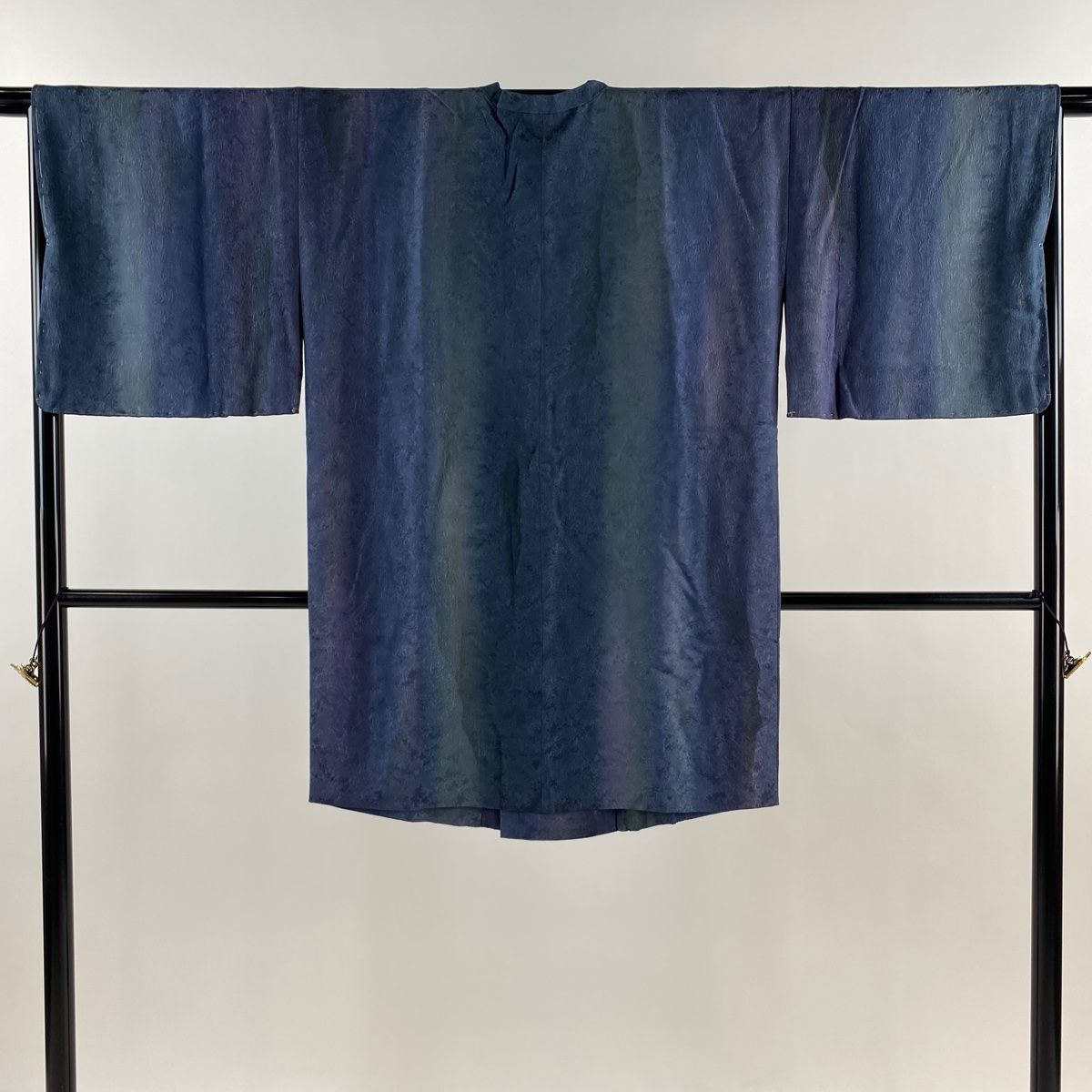 道行 身丈91.5cm 裄丈66.5cm M 和装コート 角衿 地紋 ぼかし 青紫 正絹 秀品