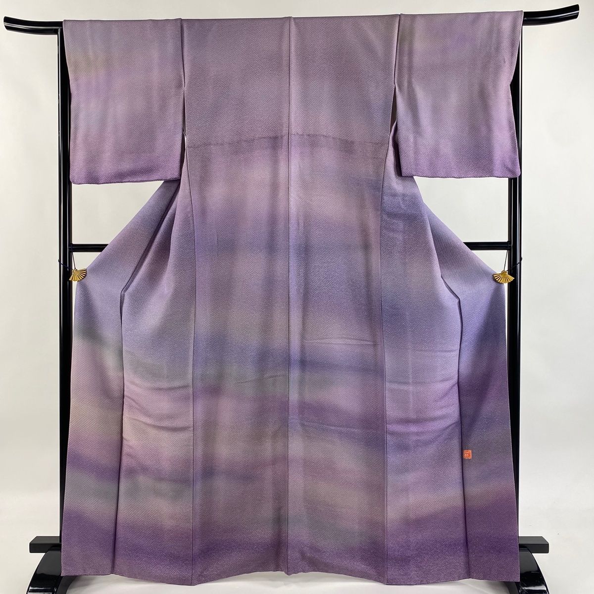 付下げ 身丈164cm 裄丈66cm M 袷 初代 久保田一竹 落款 霞 ぼかし 金通し 紫 正絹