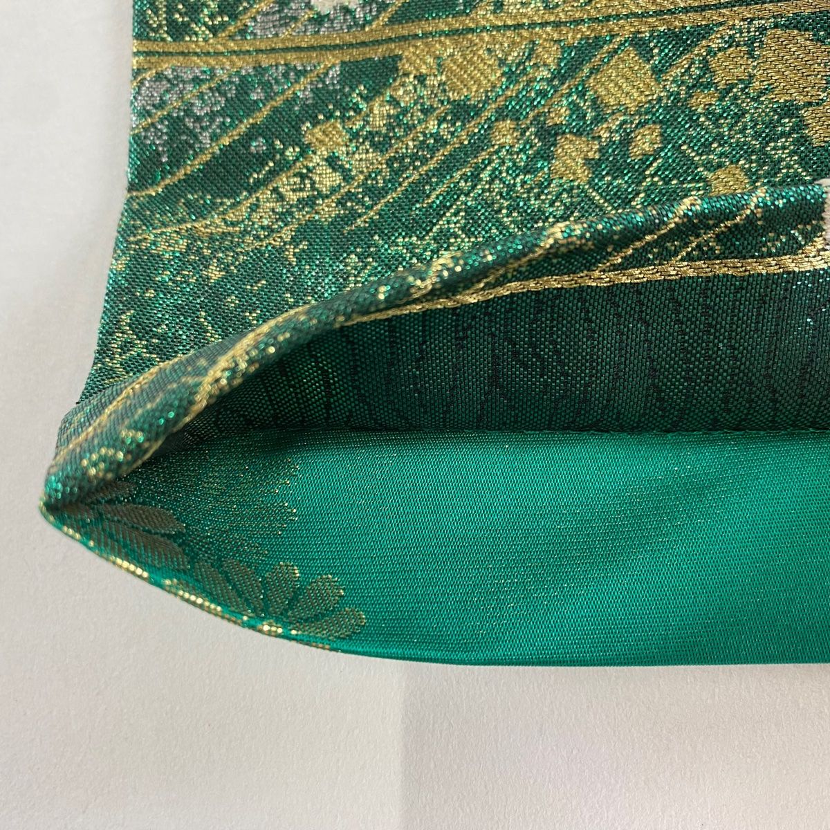 袋帯 秀品 桜 波 金銀糸 箔 緑 六通 正絹 【中古】 - メルカリ