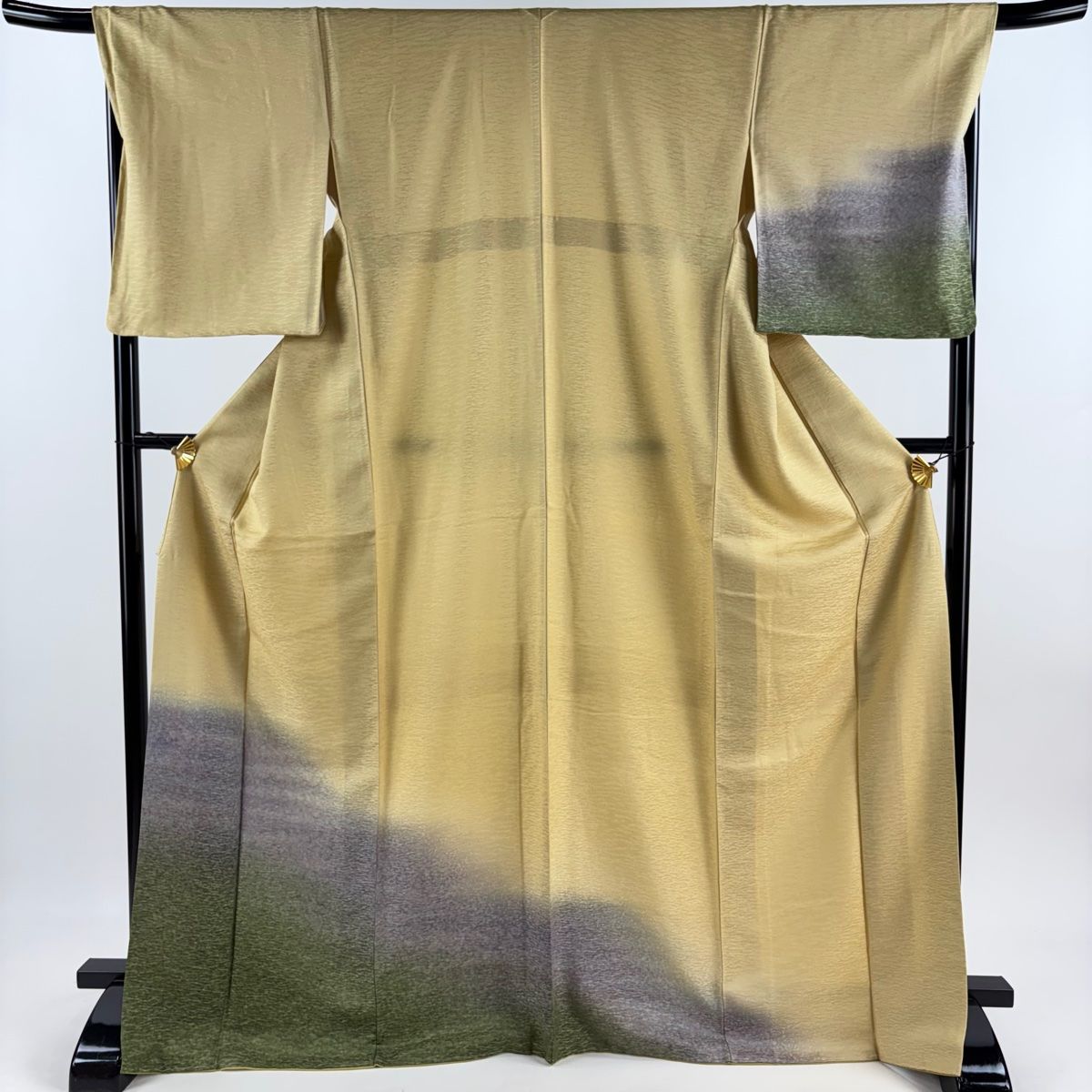 付下げ 身丈169cm 裄丈69cm L 袷 地紋 裾ぼかし ベージュ 正絹 秀品