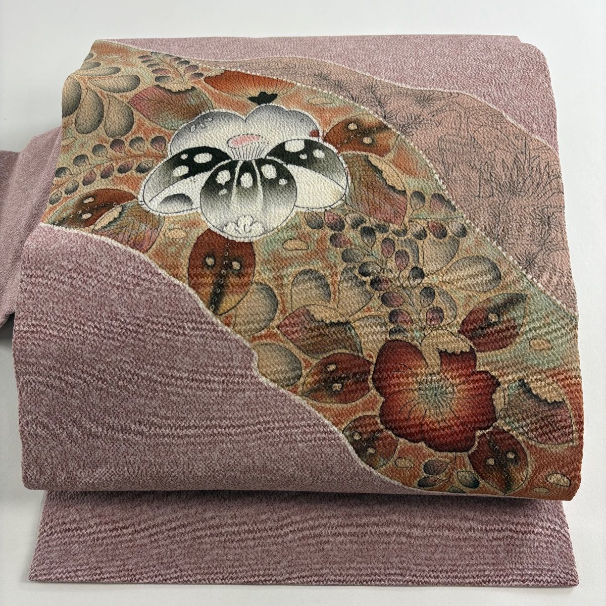 名古屋帯 落款 水野保 辻が花 ピンク 正絹