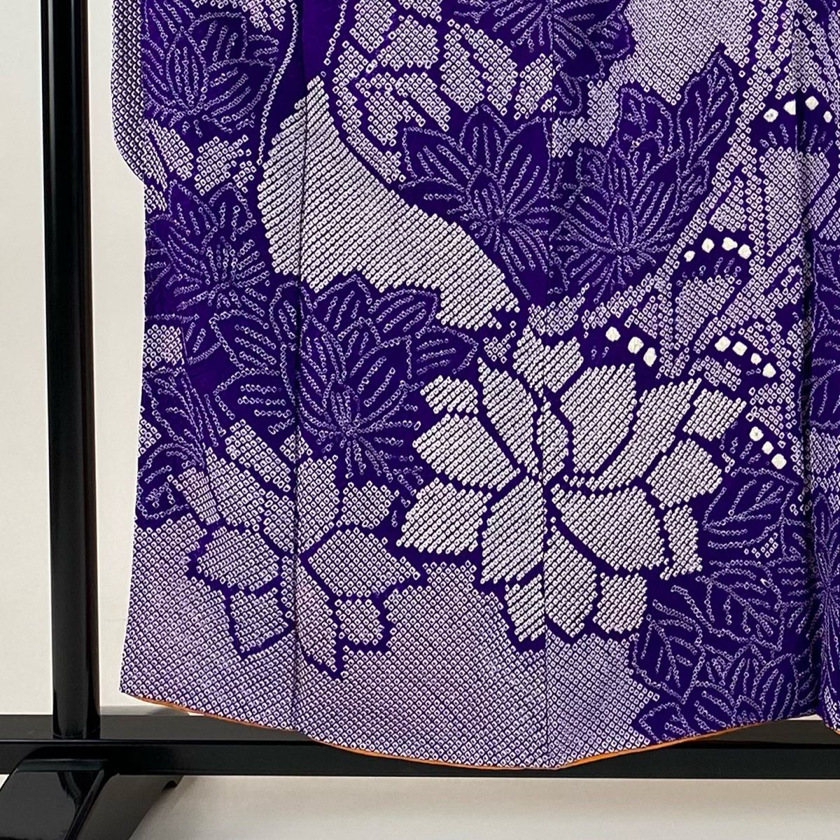 振袖 身丈157cm 裄丈63cm S 袷 鳥 花 絞り 刺繍 青紫 正絹 秀品