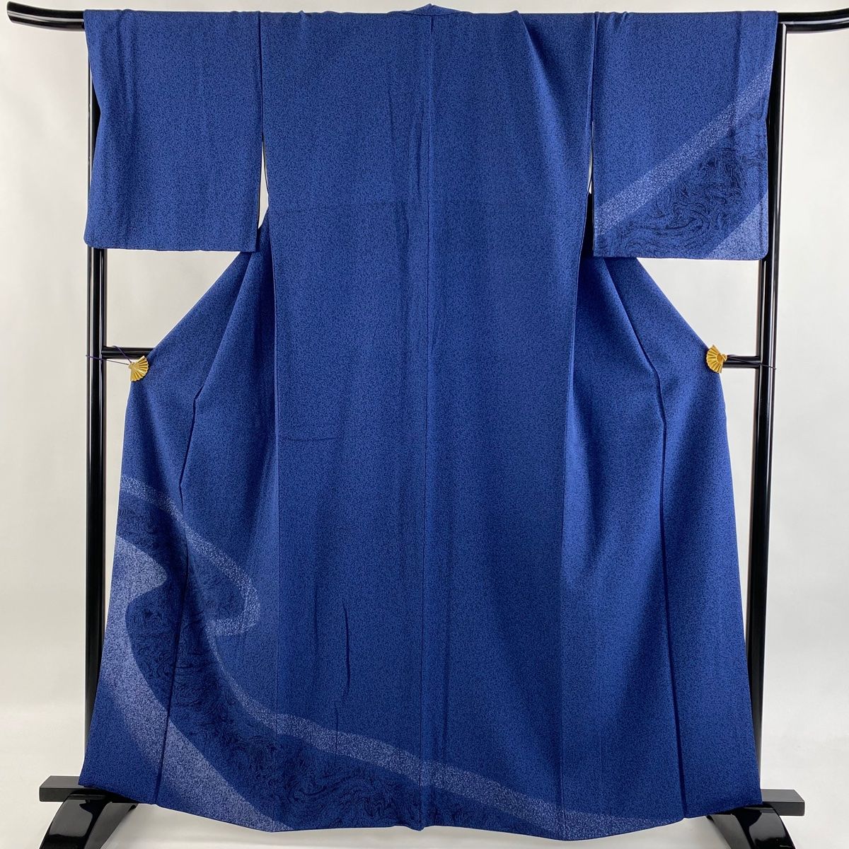 付下げ 身丈162cm 裄丈68.5cm L 袷 霞 幾何学 藍色 正絹 秀品