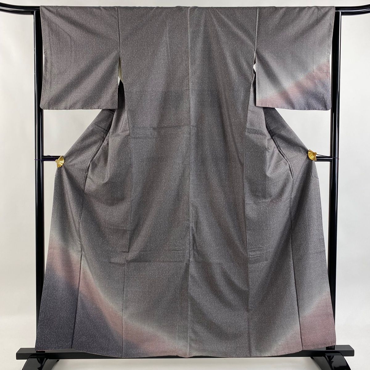 付下げ 身丈160.5cm 裄丈63.5cm S 袷 紬地 幾何学 ぼかし 灰紫 正絹 秀品