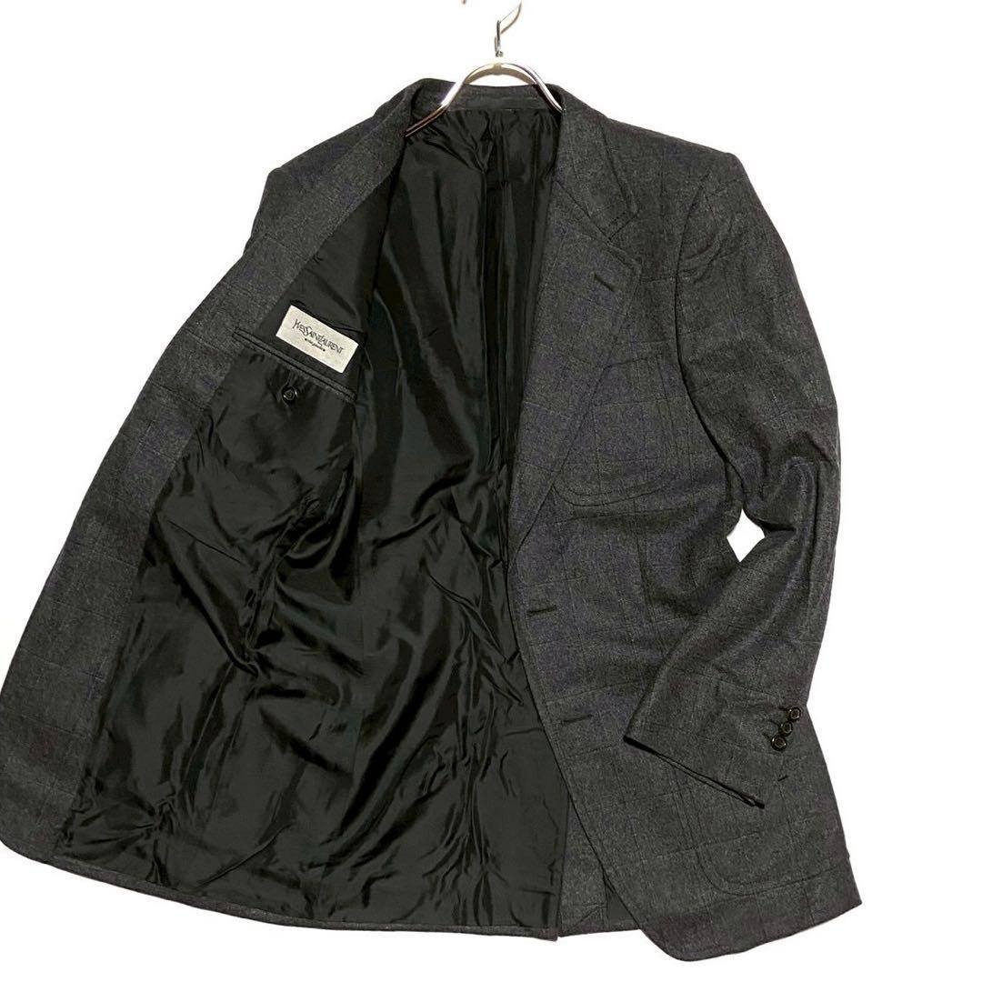 Yves Saint Laurent イヴサンローラン テーラードジャケット トムフォード期 TOM FORD ヘリンボーン 本切羽 カシミヤ チェック 46