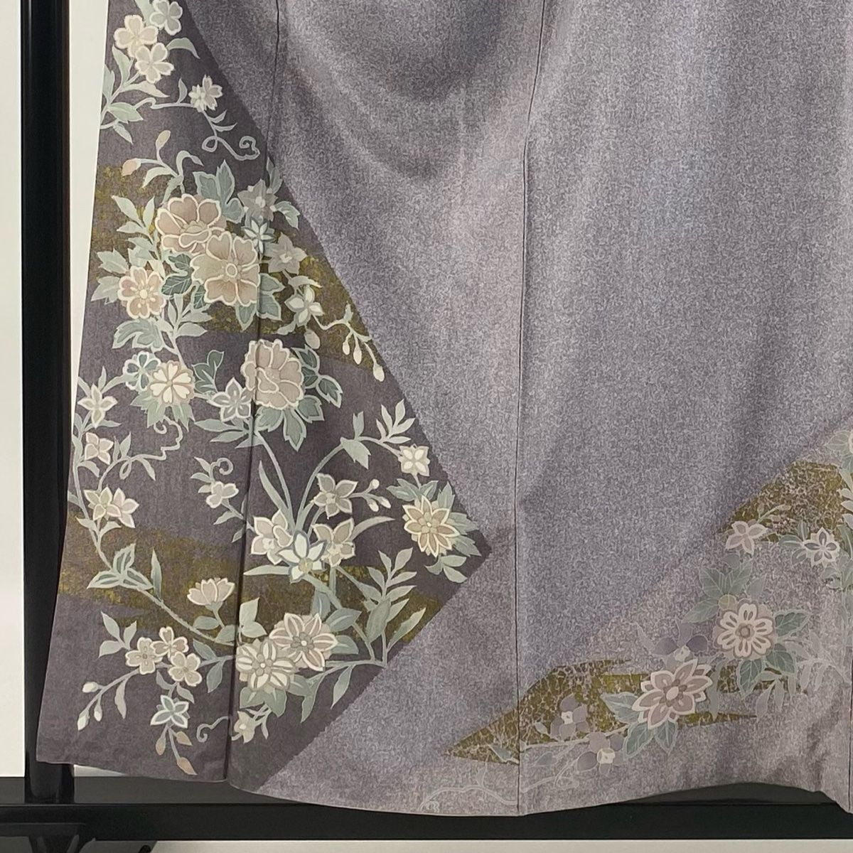 正規ショップ通販専門店。 訪問着 身丈156cm 裄丈63.5cm S 袷 紬地 草花 霞 金彩 薄紫 正絹