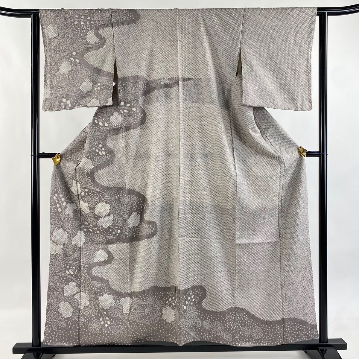 訪問着 身丈157.5cm 裄丈63cm S 袷 菊 霞 総絞り 灰紫 正絹